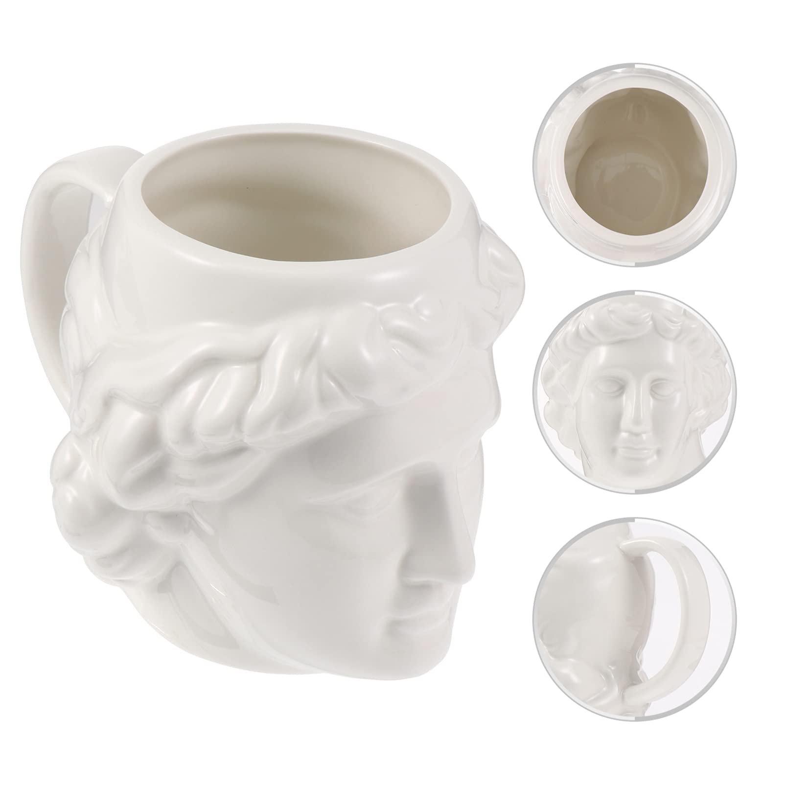 DOITOOL David Head Mug - Greek Statue Inspired Ceramic Coffee Cup for Morning Tea & Milk | Decorative Porcelain Goblet for Home & Office | Perfect Gift for Art Lovers & Coffee Enthusiasts