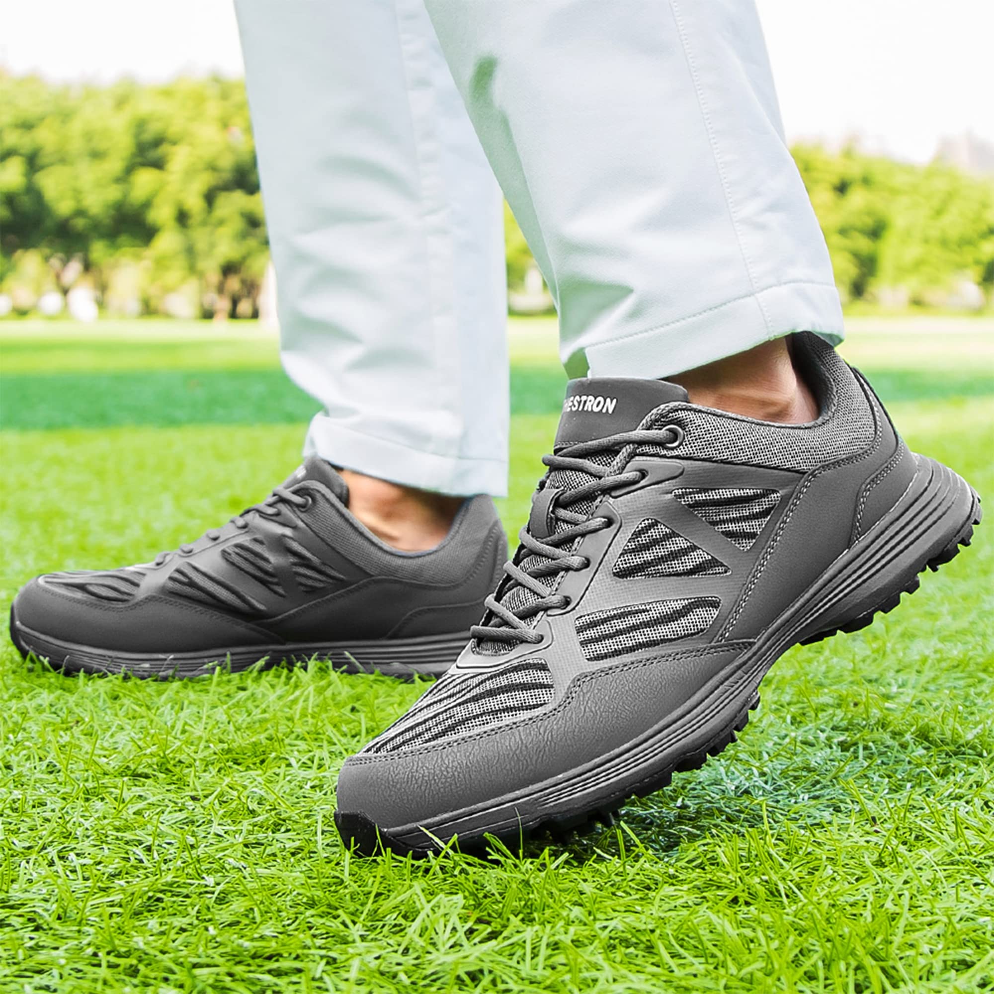 **Waterproof Spiked Golf Shoes for Men - Lightweight Breathable Sneakers for Professional & Outdoor Sports - Large Size D7 | Perfect for Golfing, Walking & Casual Wear**