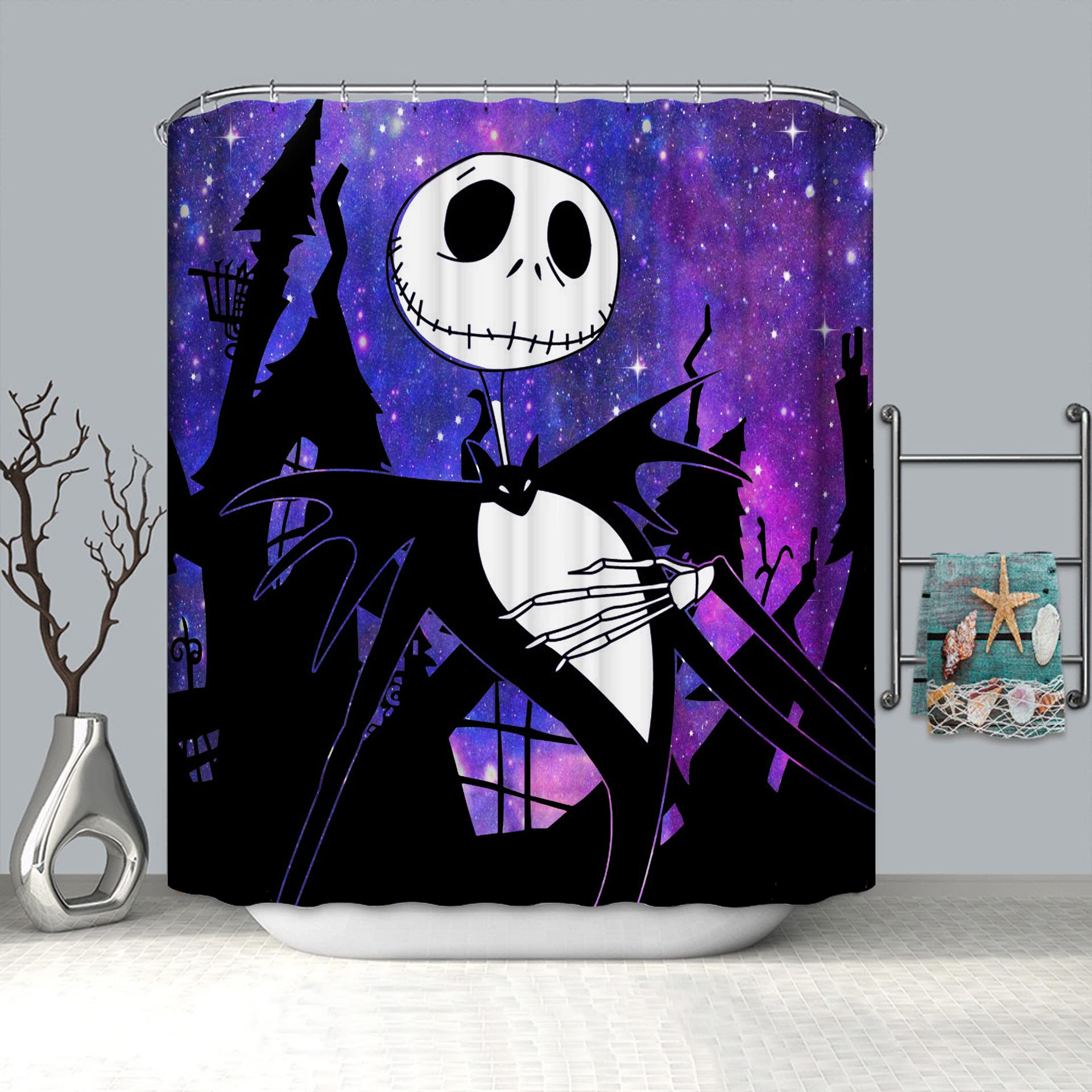 AKWFUNZ Halloween Themed Printed Shower Curtain - Waterproof Bathroom Decor for Spooky Holiday & Party Decorations - Perfect for Halloween, Themed Bathrooms & Seasonal Home Decor