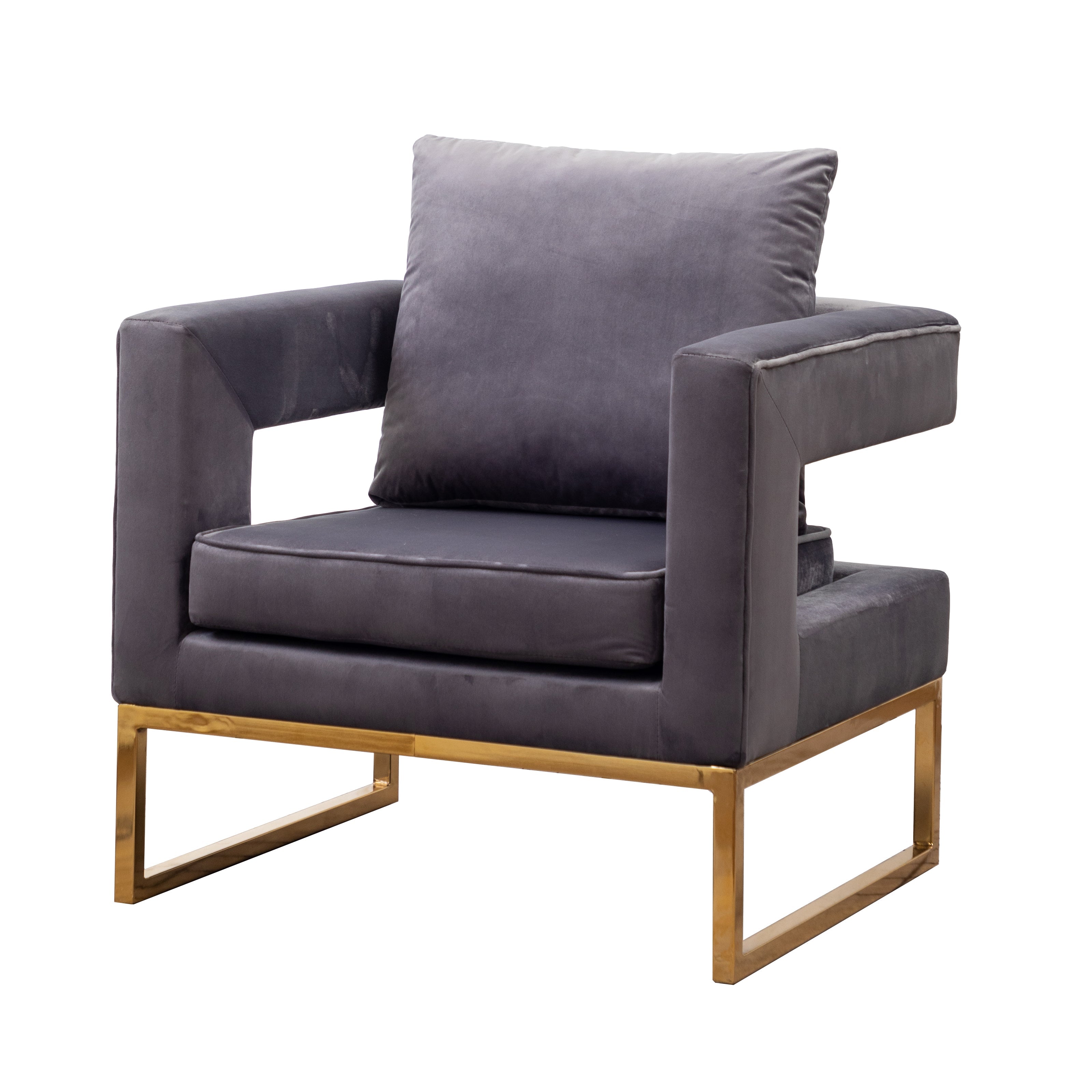Roundhill Furniture Lenola Contemporary Upholstered Accent Arm Chair - Modern Living Room Chair for Home Office, Lounge & Reading Nook - Comfortable Fabric Armchair with Wooden Legs