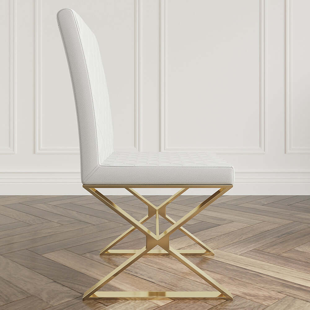 Modern Black Upholstered Leather Dining Chairs with Gold Metal Legs - Set of 2 - Elegant Seating for Dining Room, Kitchen, or Office