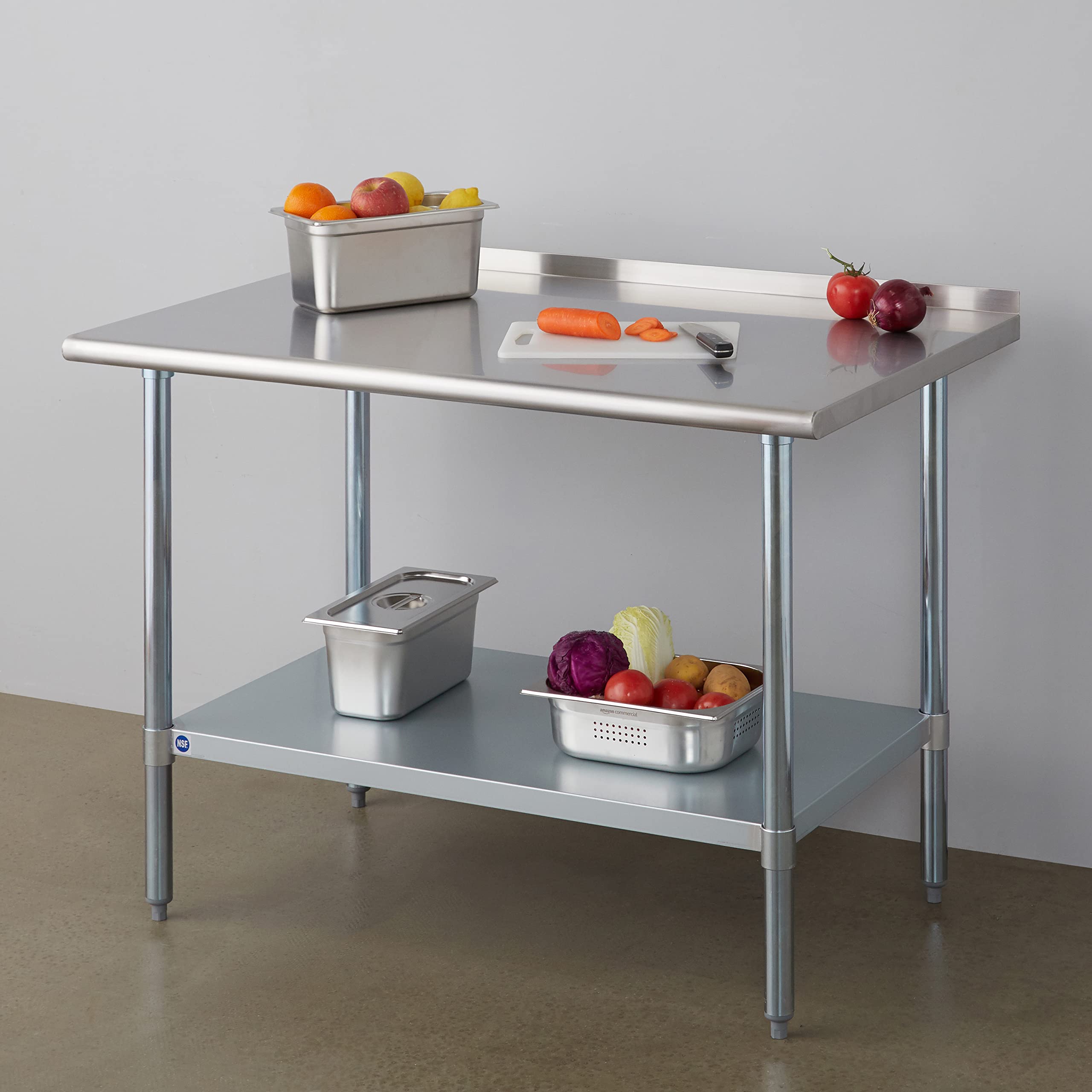 ROCKPOINT 30x48 Inch NSF Certified Stainless Steel Commercial Kitchen Prep Table with Backsplash - Heavy Duty Metal Work Table with Adjustable Undershelf & Leveling Feet for Restaurants, Hotels, Home Kitchens | Perfect for Food Prep, Baking, Catering & Commercial Cooking