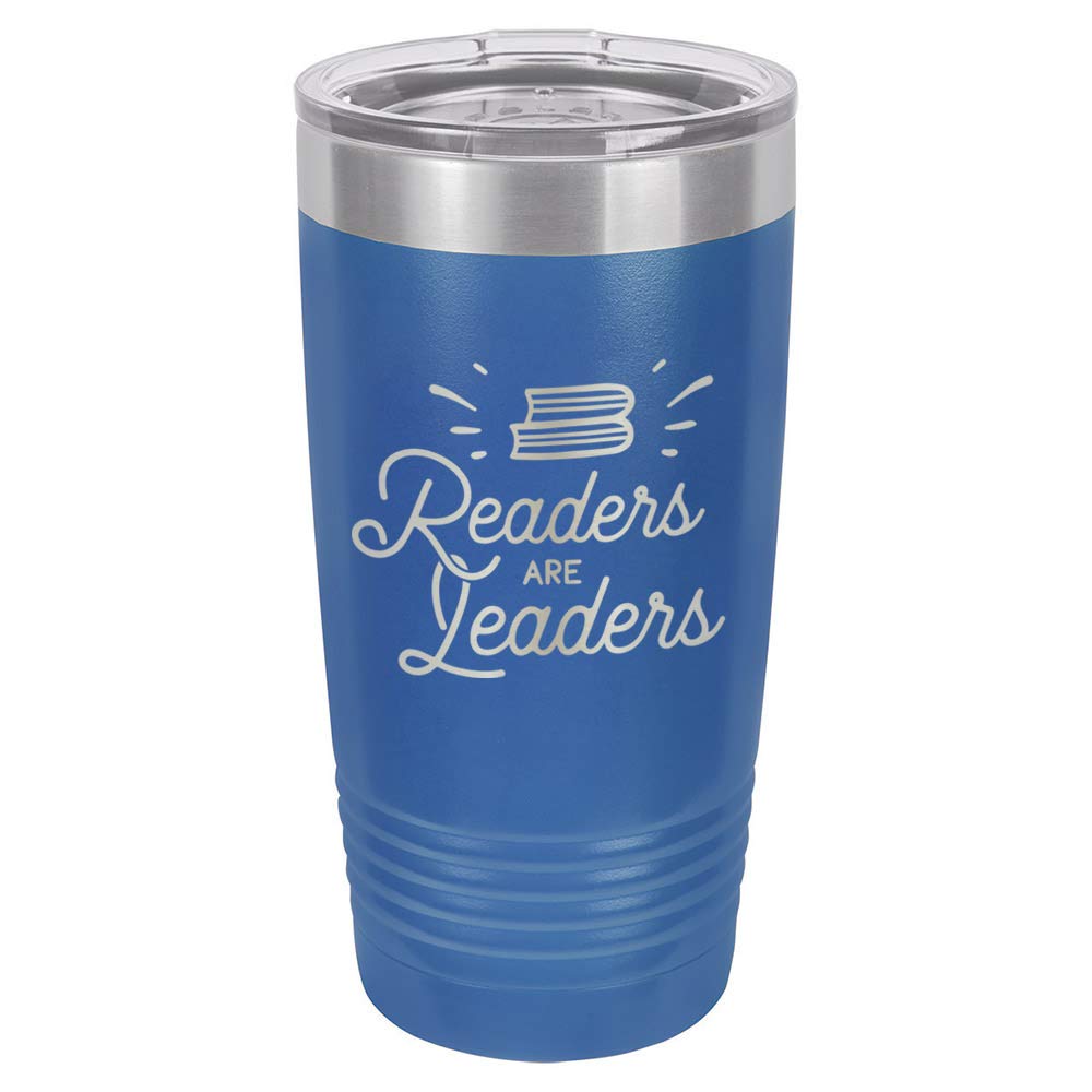 READERS ARE LEADERS 20oz Stainless Steel Tumbler with Straw - Insulated Travel Mug, Engraved Motivational Quote - Perfect Gift for Book Lovers, Students & Coffee Drinkers - Great for Office, School & Commuting - OnlyGifts.com