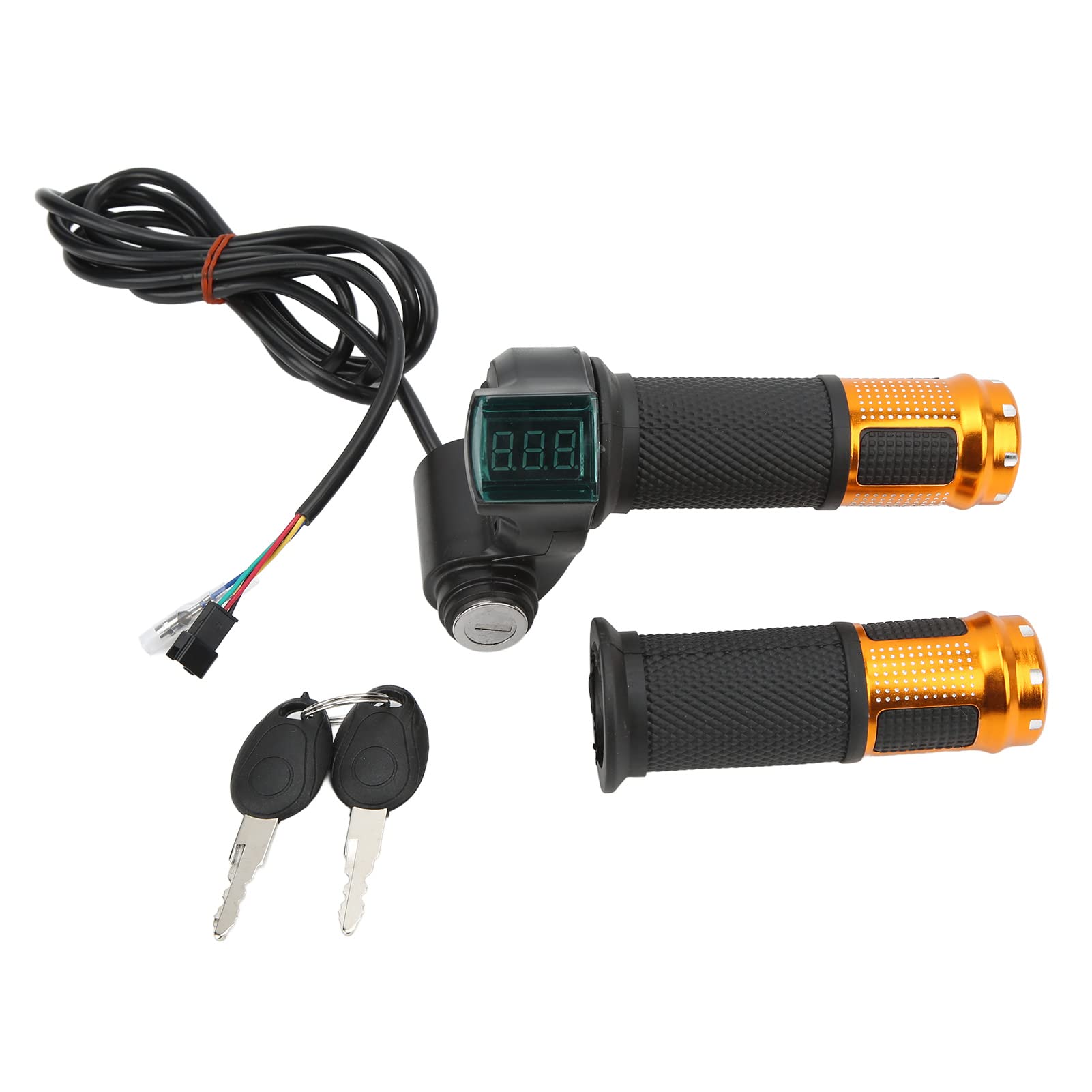 12V-99V Electric Scooter & Bike Throttle Grip with Auto Voltage Detection & LCD Display - Golden Handle for E-Bike, Electric Scooter Accessories - Perfect for Commuting & Urban Riding