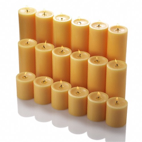 Richland® Yellow Pillar Candles - Set of 18 Long-Lasting Premium Candles for Weddings, Parties & Home Decor | Unscented Decorative Candles for Centerpieces & Romantic Ambiance