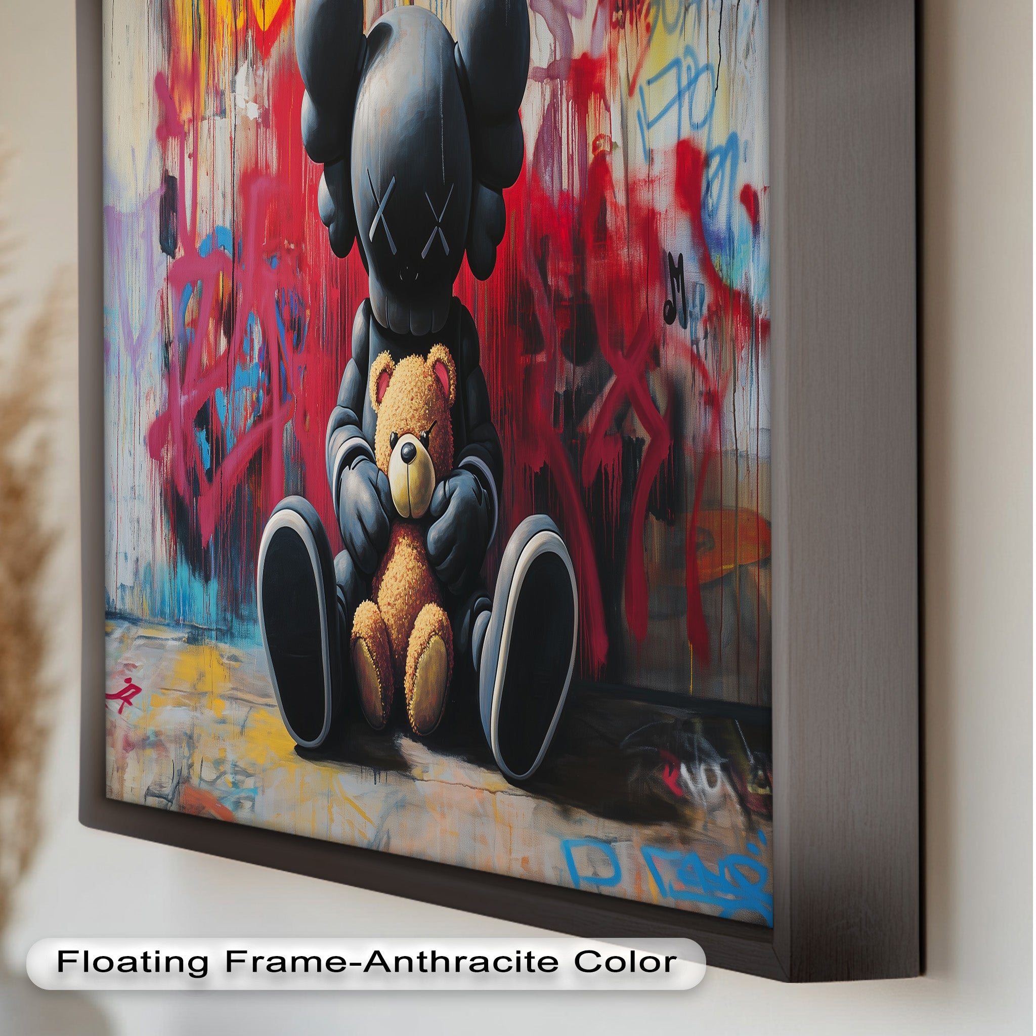 KAWS Oil Painting - Alone with a Bear - Modern Artwork for Home Decor & Gift Ideas