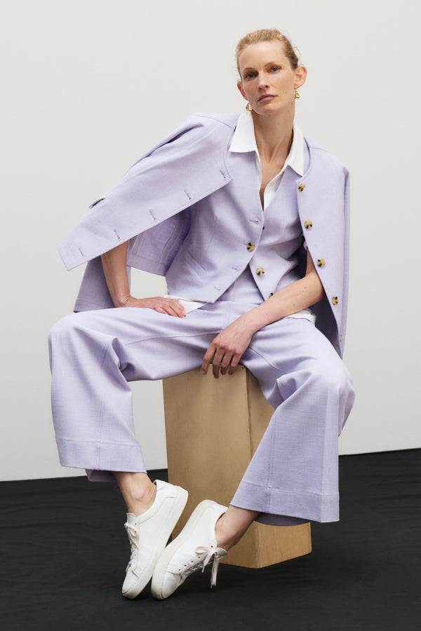Lani Stretch Tweed Pants in Lilac & Ivory - Comfortable High-Waisted Office Pants for Women | Perfect for Business Casual, Workwear & Professional Outfits