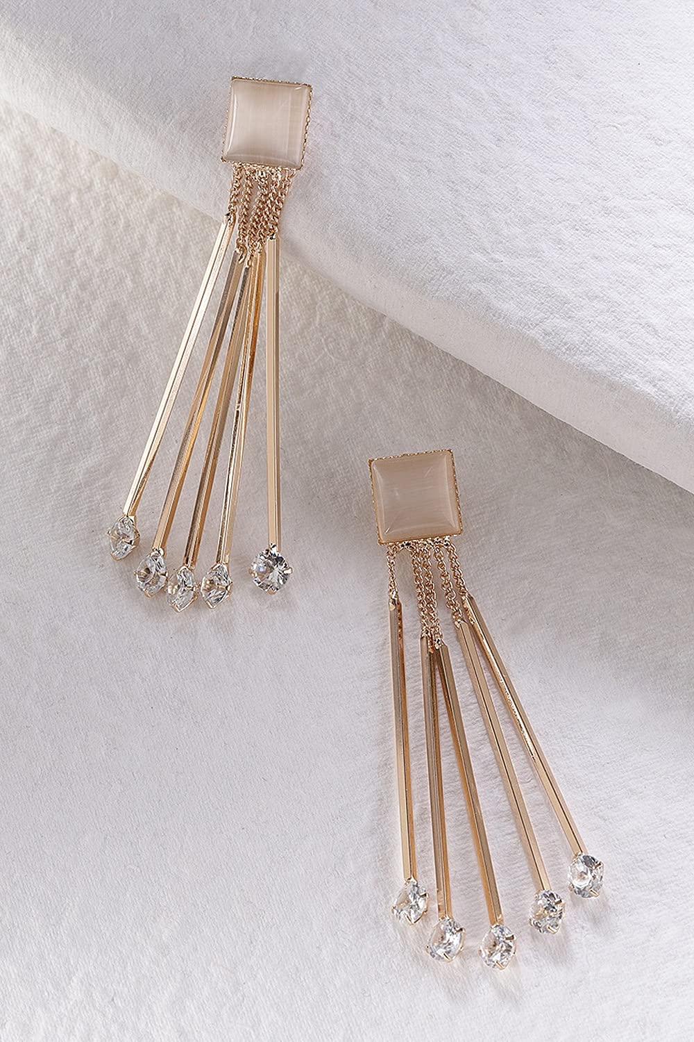 YouBella Women's Crystal Dangle Earrings - 14K Gold Plated Elegant Drop Earrings for Girls & Women | Perfect for Parties, Weddings & Special Occasions