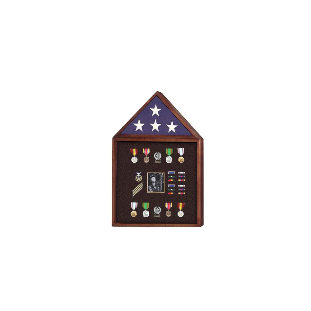Premium Flag & Badge Display Cases with Photo Frame - Wall Mounted or Tabletop Display for Military, Sports & Collectibles - Perfect for Home, Office & Museum Decor