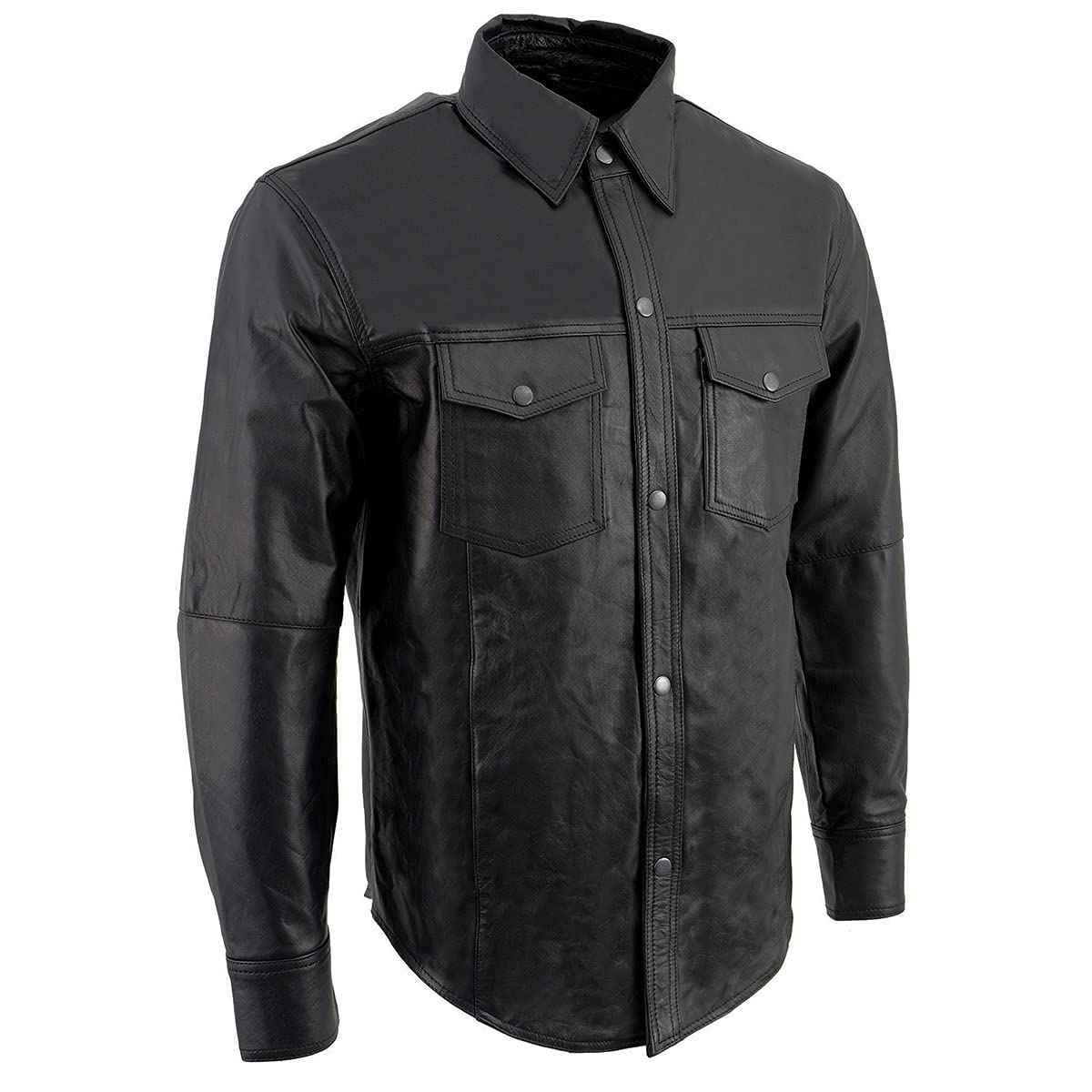 Milwaukee Leather LKM1600 Men's Black Lightweight Biker Jacket - Stylish Motorcycle Shirt for Casual Riding & Everyday Wear