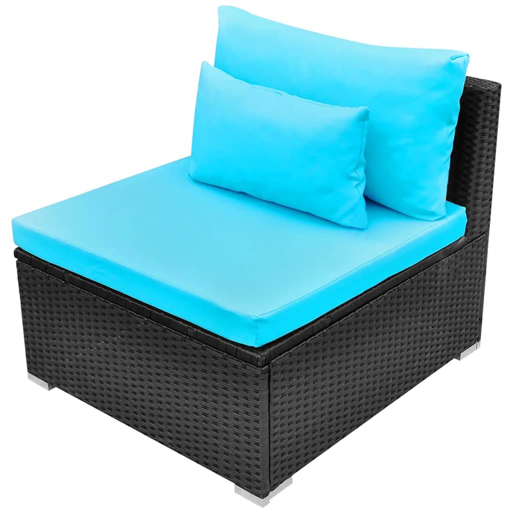 13-Piece Blue Poly Rattan Patio Dining Set with Cushions - Space-Saving Outdoor Furniture for Garden, Poolside & Backyard Entertaining (Fast Shipping)
