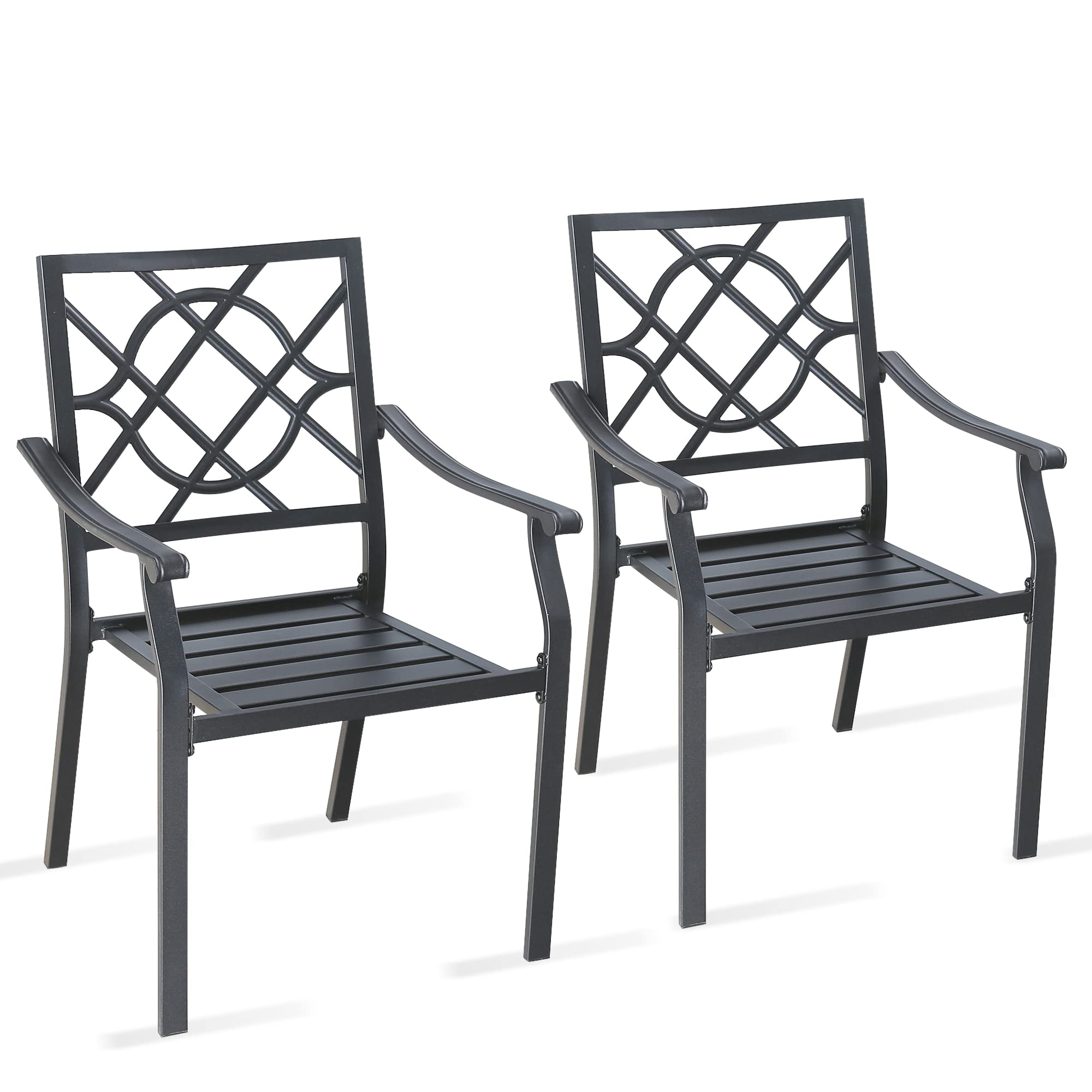 ULAX Patio Dining Chairs Set - 4-Piece Outdoor Furniture with Steel Frame & Armrests - Weather-Resistant Garden, Yard, Lawn Chairs for Backyard, Poolside & BBQ Parties