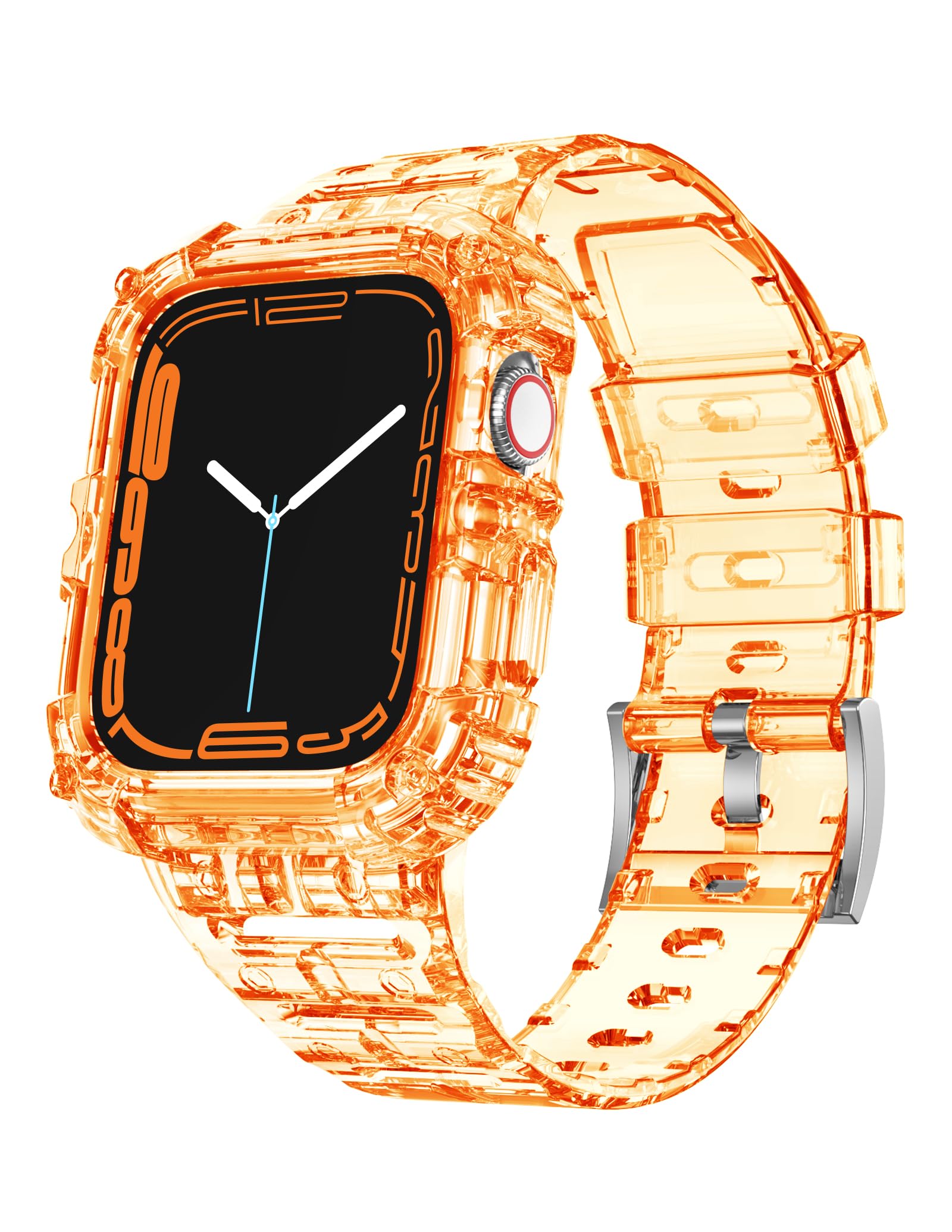 Clear Protective Case & Shockproof Band Compatible with Apple Watch Series 8/7/6/5/4/3/2/1 - 38mm 40mm 41mm 42mm 44mm 45mm Sizes - Perfect for Sports, Workouts & Everyday Wear