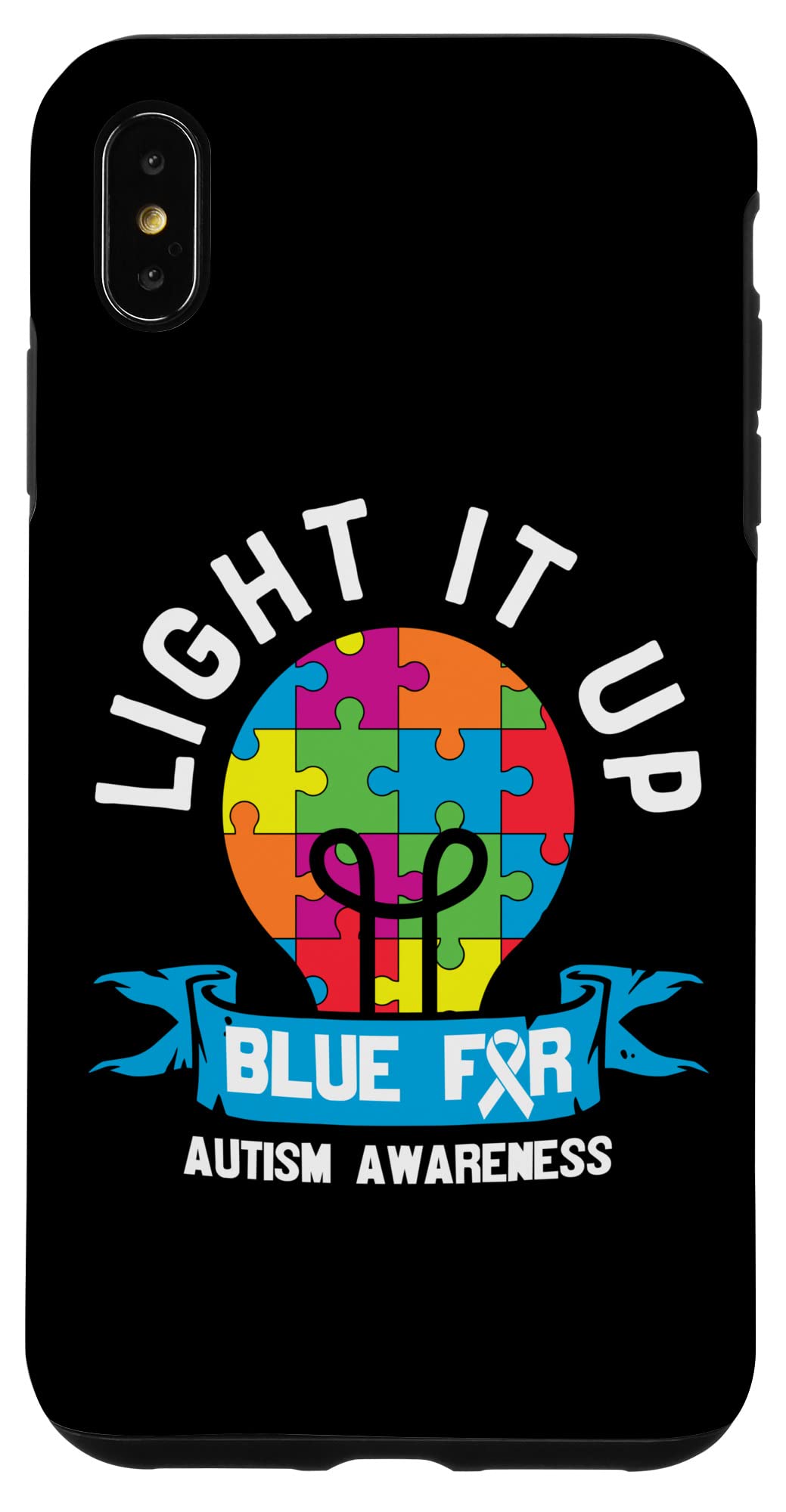 iPhone XS Max Light It Up Blue Autism Awareness Jigsaw Puzzle Phone Case - Protective Cover with Unique Puzzle Design for iPhone XS Max, Perfect for Autism Awareness Events, Fundraisers & Daily Use