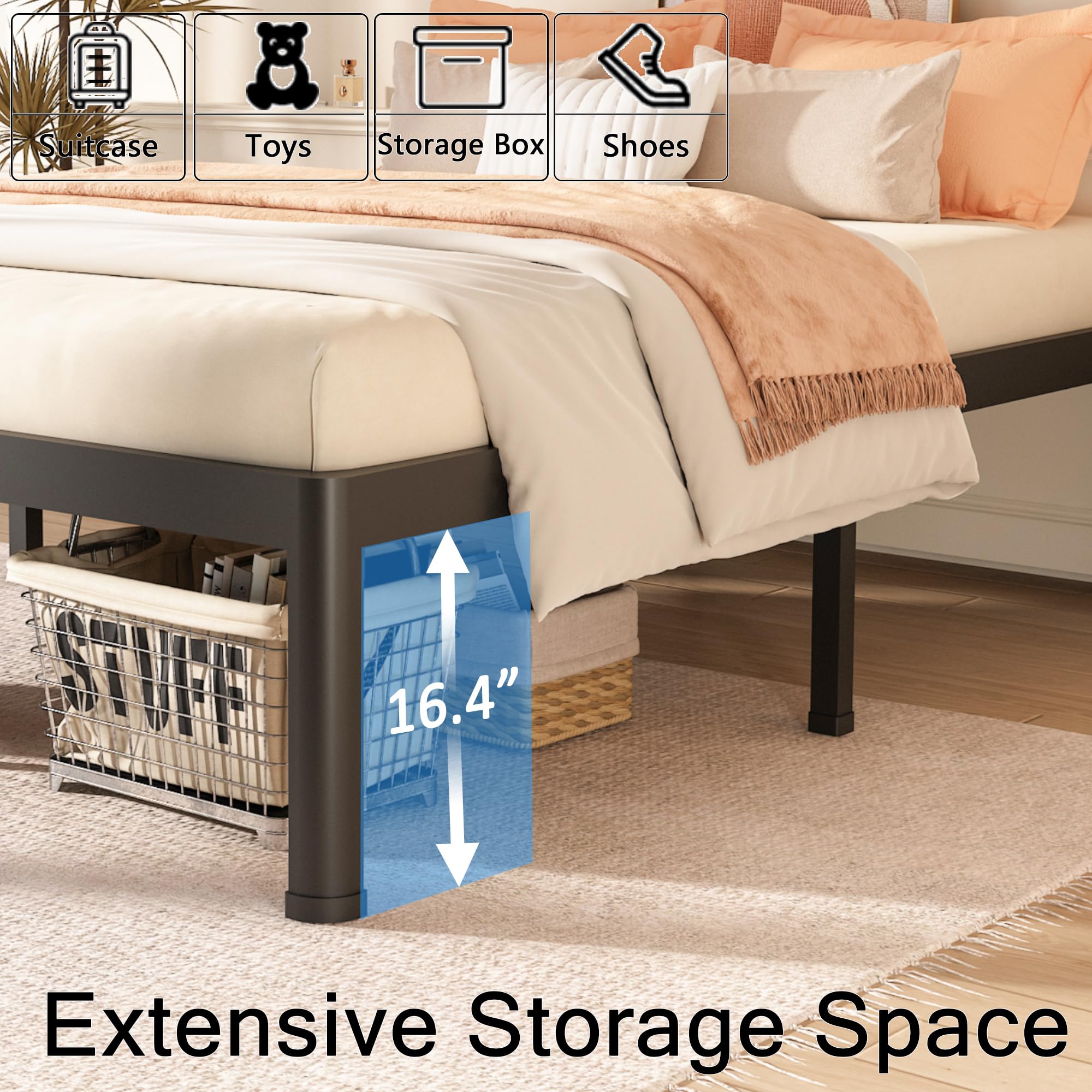 FUIOBYVV Heavy Duty Twin Metal Bed Frame - 18 Inch High Platform with Round Corner Edge Legs, 3500 lbs Capacity, No Box Spring Needed, Steel Slat Support, Noise Free & Non-Slip - Perfect for Kids Rooms, Guest Beds, Dorms & Small Spaces
