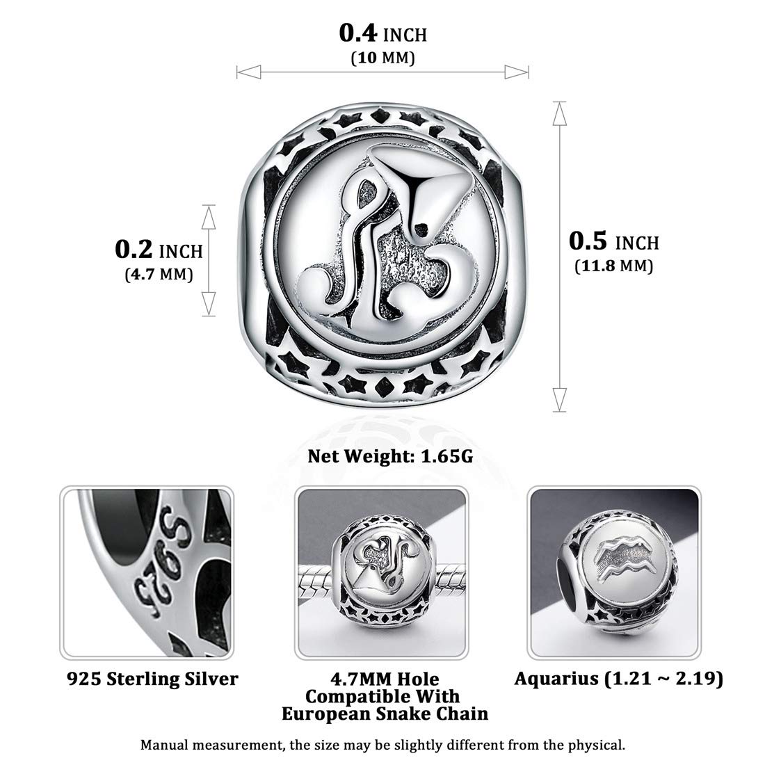 925 Sterling Silver Zodiac Sign Charms - 12 Constellation Charms for DIY Bracelets & Necklaces, Birthday Gifts for Women & Men (with Gift Box) | Perfect for Jewelry Making, Personalized Gifts & Astrology Lovers