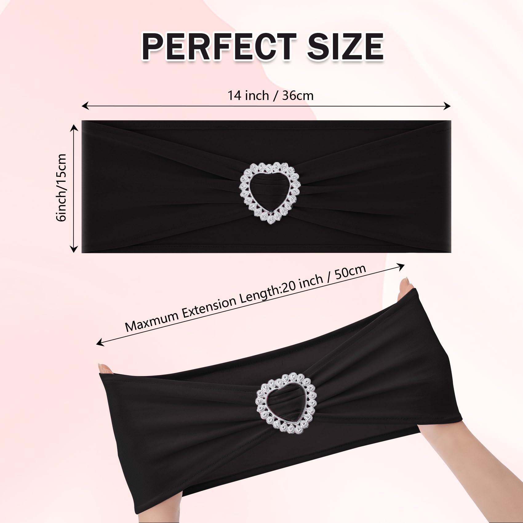 Howhic 30-Pack Stretch Spandex Chair Sashes with Buckle Slider - Universal Elastic Chair Bands for Wedding, Banquet, Party & Event Decorations (Black) | Perfect for Chair Covers, Table Settings & Venue Decor