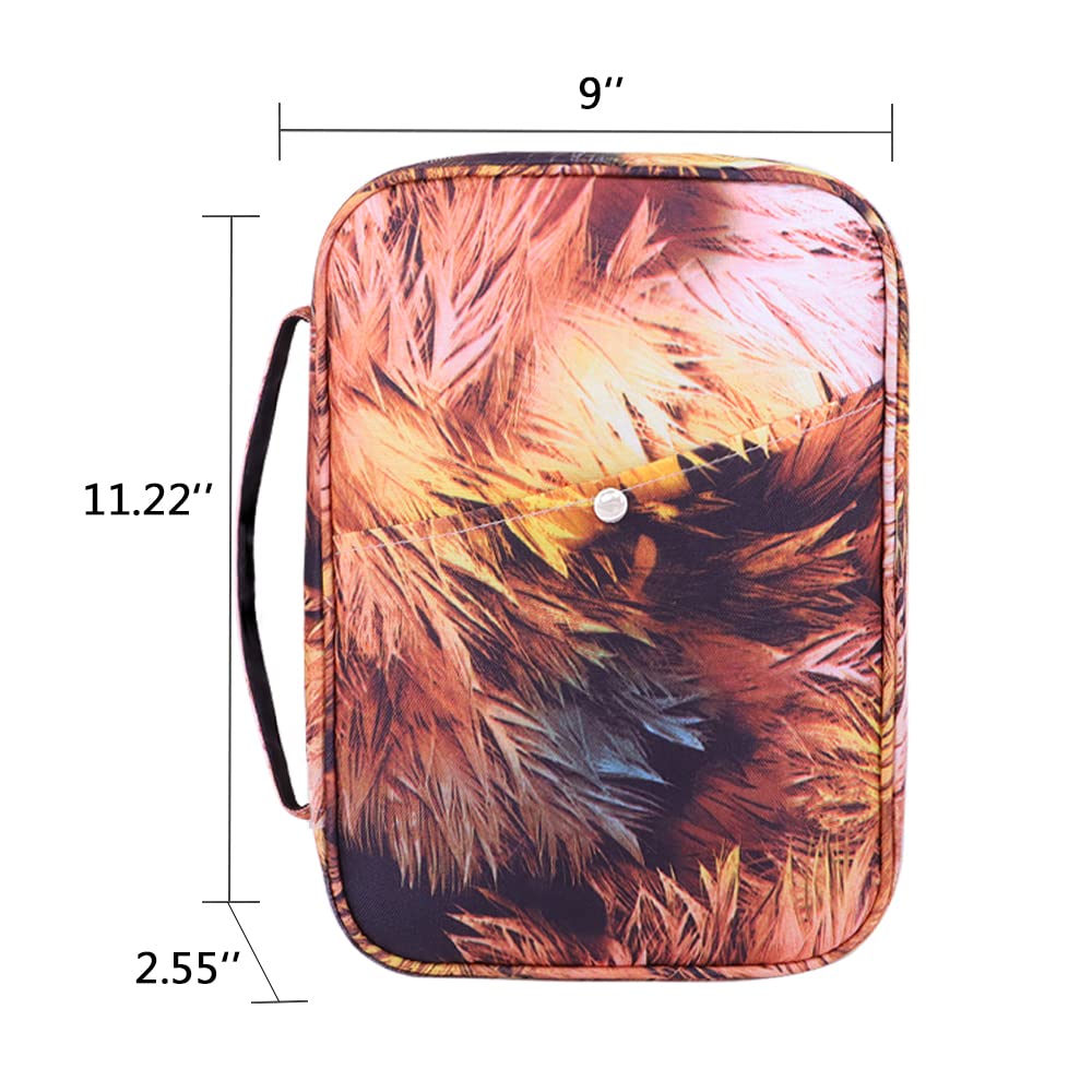 Women's Bible Cover with Carrying Handle & Zipper Pocket - Floral Leaf Pattern Book Cover Case for Mom, Ladies, Teens & Girls | Perfect for Church, Bible Study & Travel