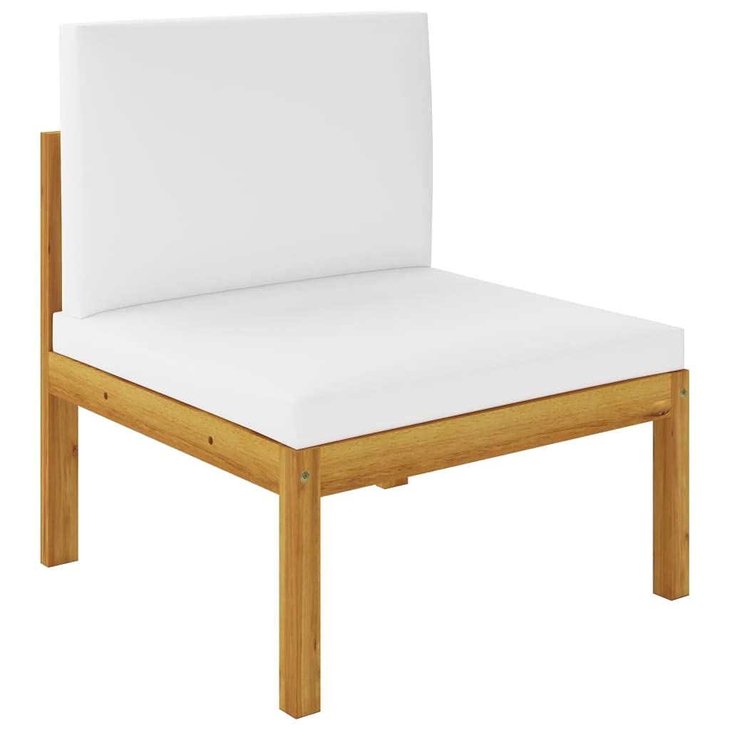 Premium Acacia Wood Patio Middle Sofa - Modular Outdoor Furniture with Comfortable Padded Cushions & Unique Rope Backrest - Durable Garden Seating for Patio, Deck, Poolside or Backyard Relaxation