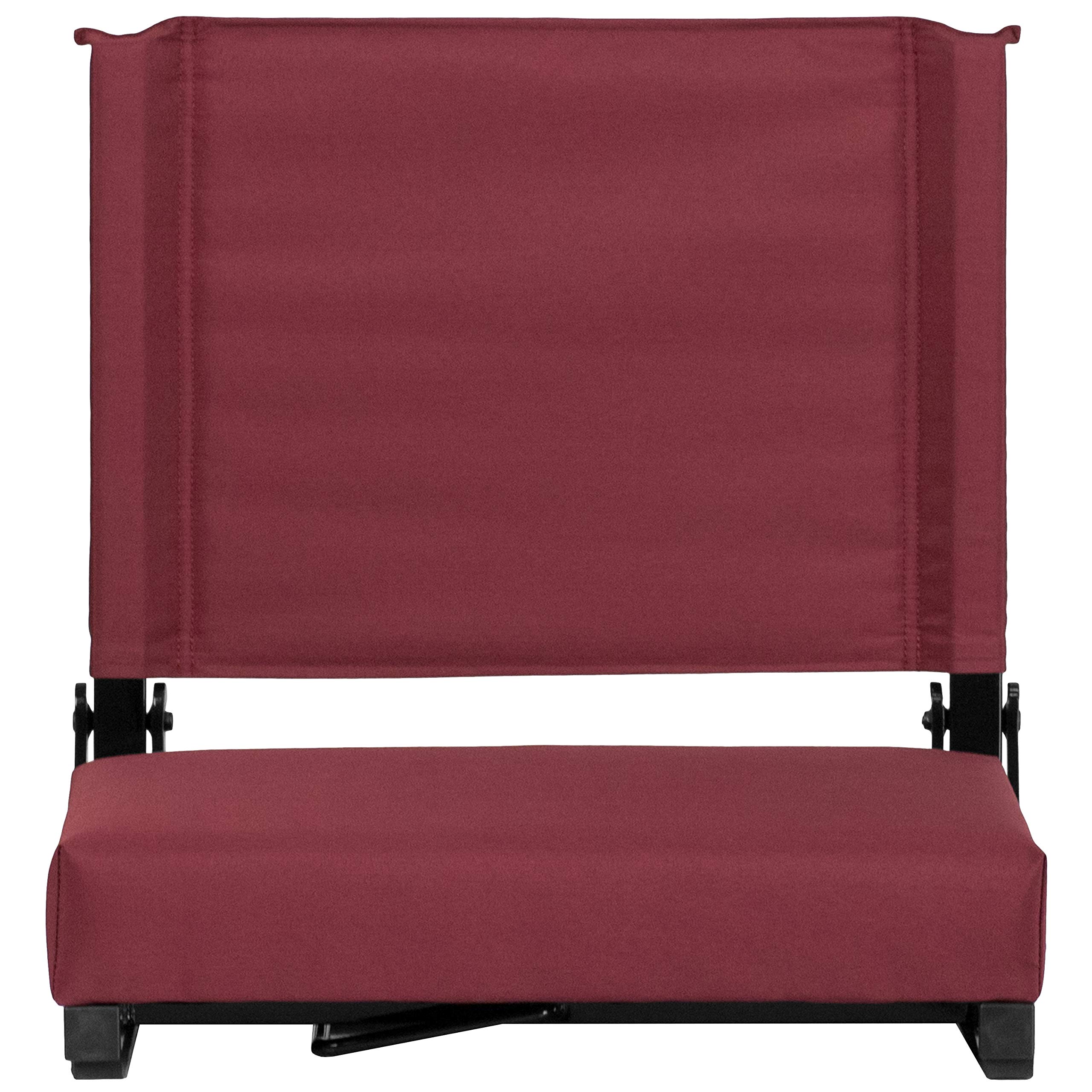 Flash Furniture Grandstand Portable Stadium Seat - Folding Padded Bleacher Chair with Carrying Handle, 500 lb Weight Capacity, Maroon - Perfect for Sporting Events, Concerts & Outdoor Activities