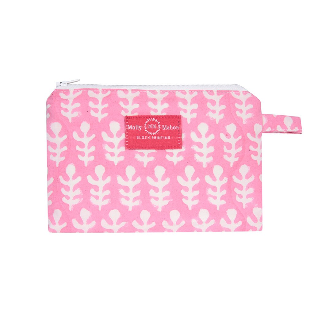 Organic Cotton Wash Bag Bagru Pink - Handmade Laundry Bag for Delicates, Travel & Storage | Eco-Friendly & Durable for Gym, College & Home Use