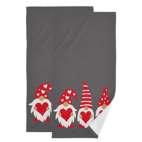 2 Pack Mothers Day Gnomes Bath Hand Towels - Soft 15x24 Inch Grey Kitchen Dish Towel Set for Bathroom, Guest, Spa, Gym & Beach - Decorative Multipurpose Fingertip Towel & Washcloth for Home, Travel & Sports Activities