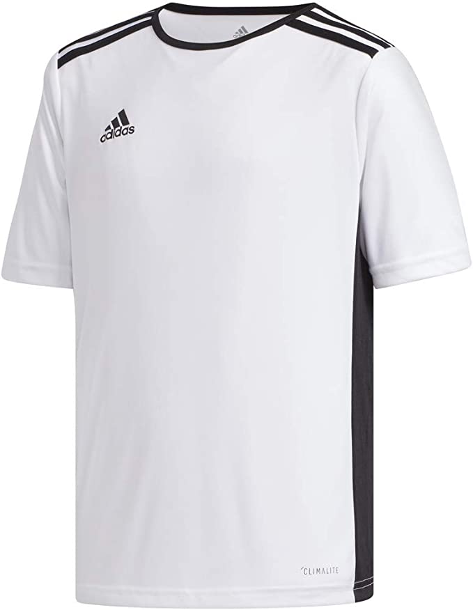 adidas Boys' Entrada 18 Soccer Jersey - Medium, White/Black, Aeroready Technology - Perfect for Youth Soccer Games & Training