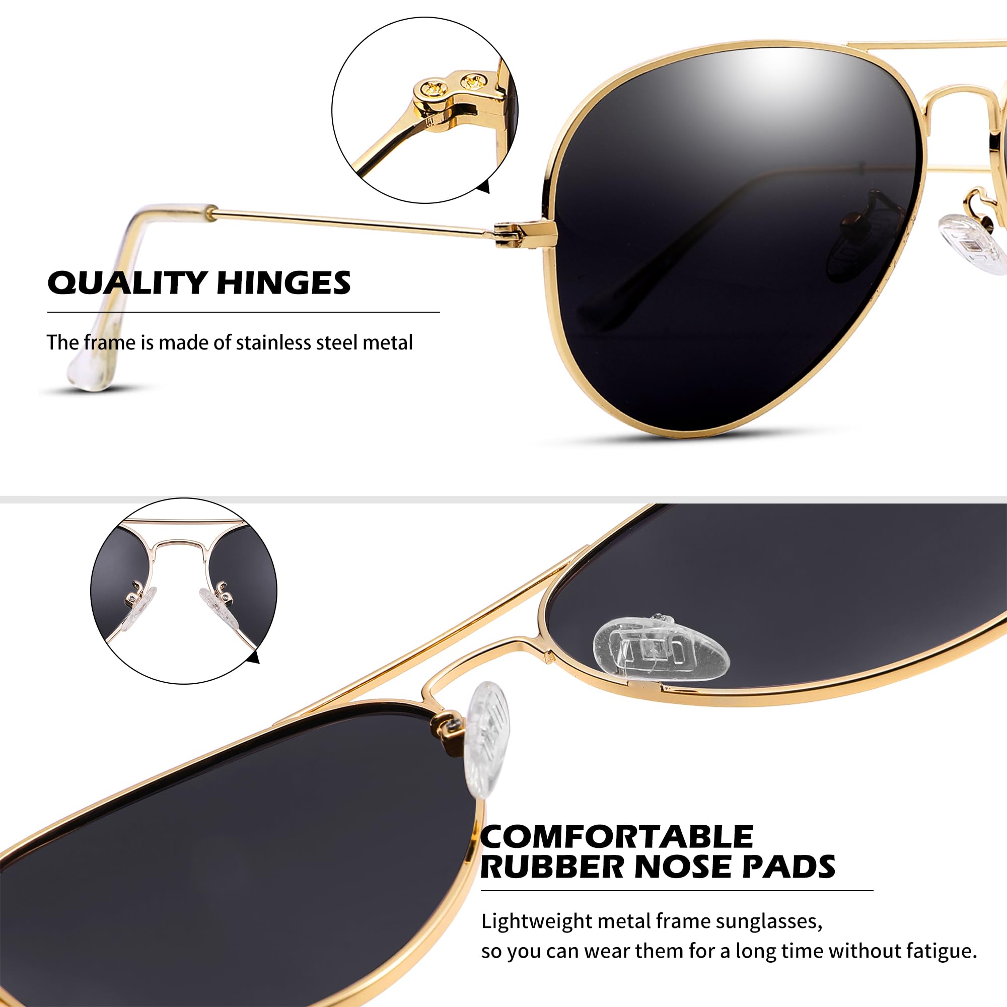 Pro Acme Aviator Sunglasses for Men & Women - Classic Polarized UV400 Protection - Perfect for Driving, Travel & Outdoor Activities