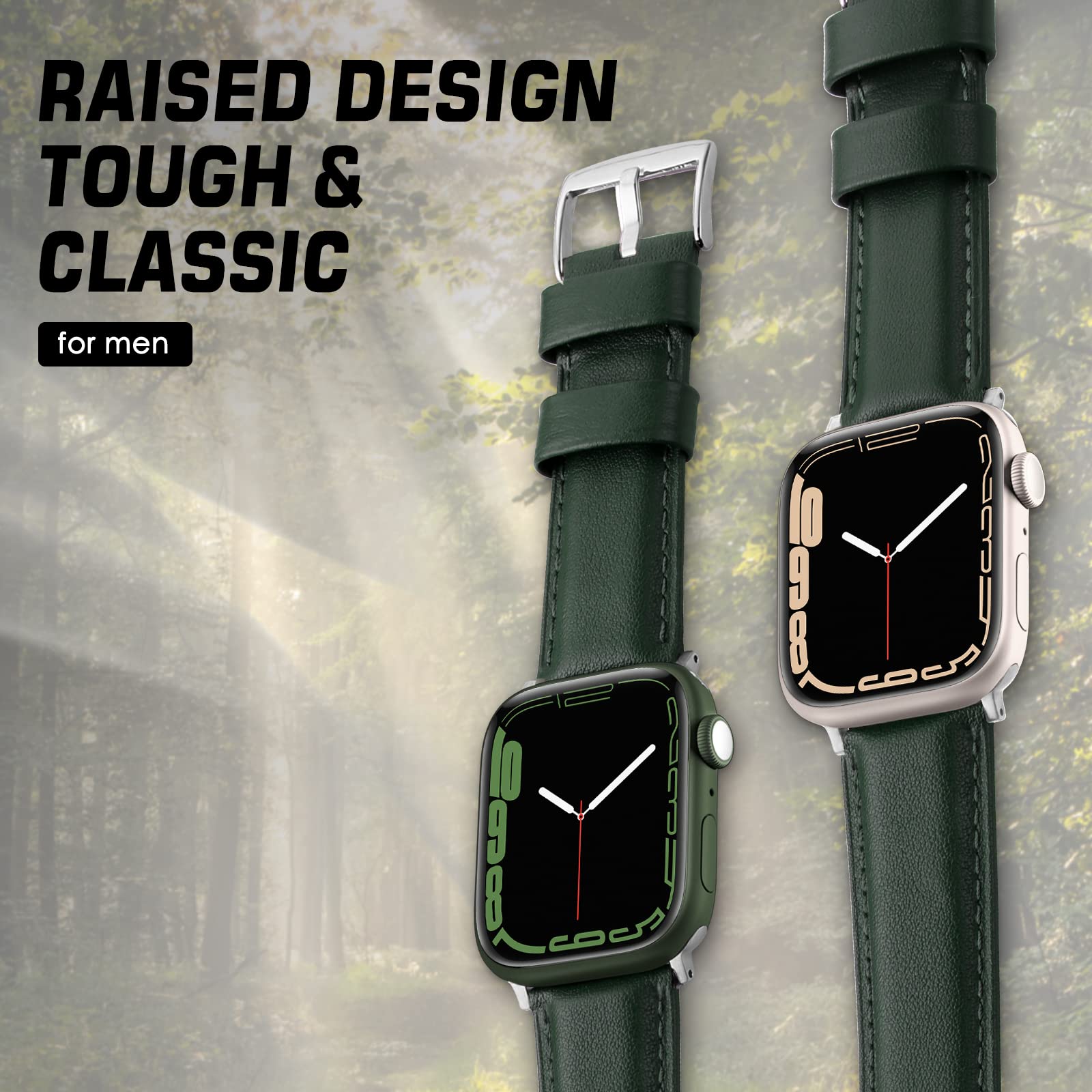Premium Genuine Leather Apple Watch Band 42mm 44mm 45mm - Soft Top Grain Leather Strap Compatible with Apple Watch Series 9/8/7/6/5/4/3/2/1/SE - Stylish Replacement Band for Men & Women - Perfect for Work, Gym & Everyday Wear