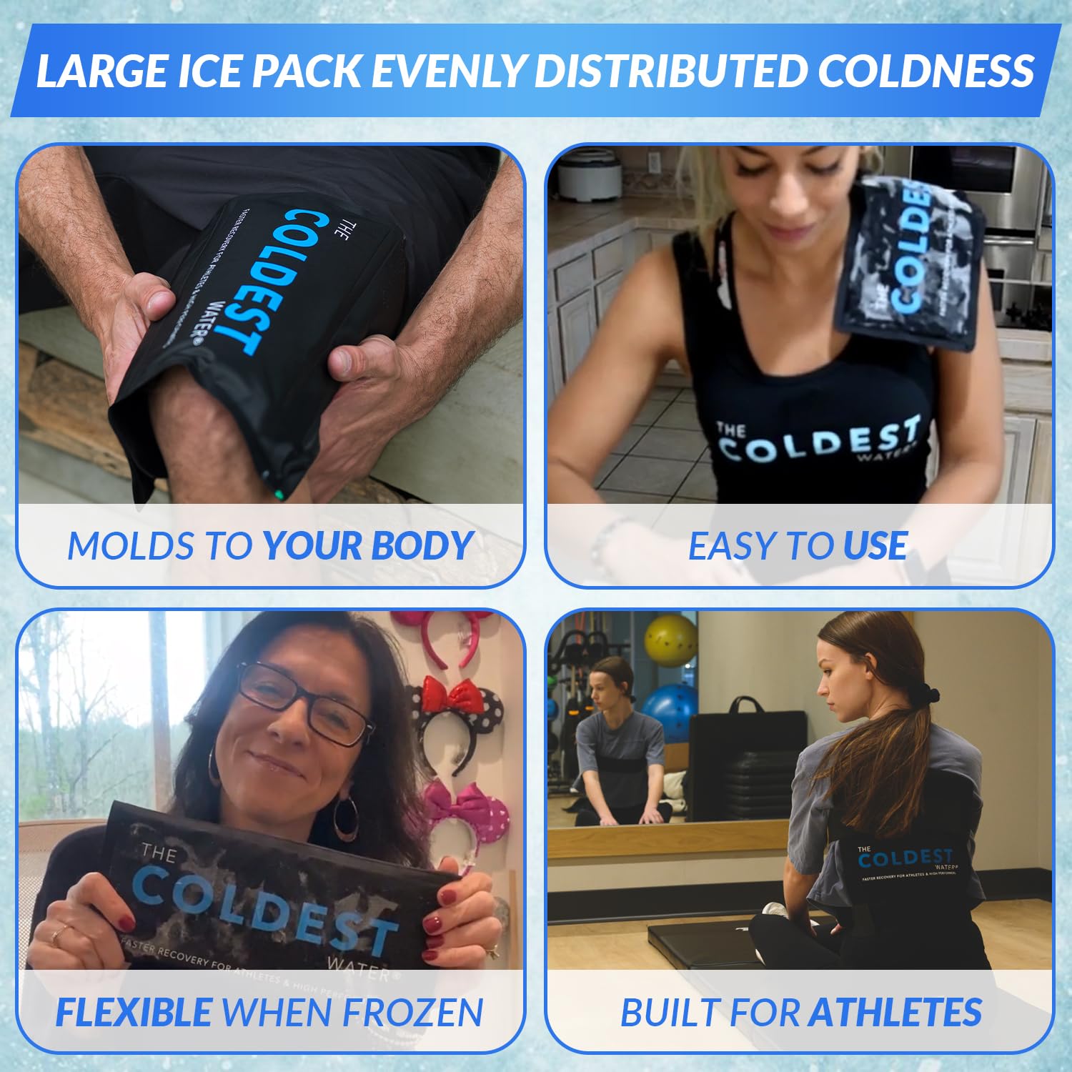 Best Reusable Gel Ice Pack for Injuries - Hot & Cold Therapy for Knee, Arm, Shoulder & Back Pain Relief - Flexible 14