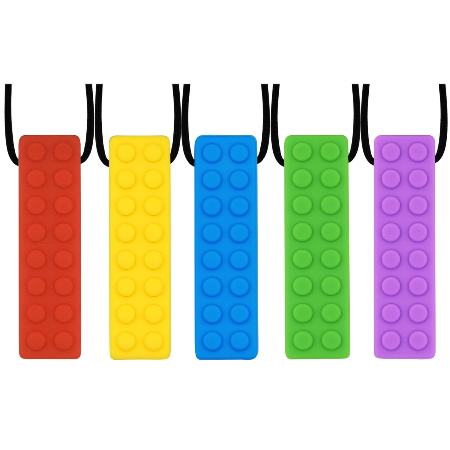 Sensory Chew Necklaces for Kids - 5PCS BPA-Free Silicone Teething Toys for Autism, Boys & Girls | Building Block Design for Biting & Chewing Relief | Perfect for Toddlers, Infants & Special Needs Children - Ideal for School, Travel & Sensory Therapy