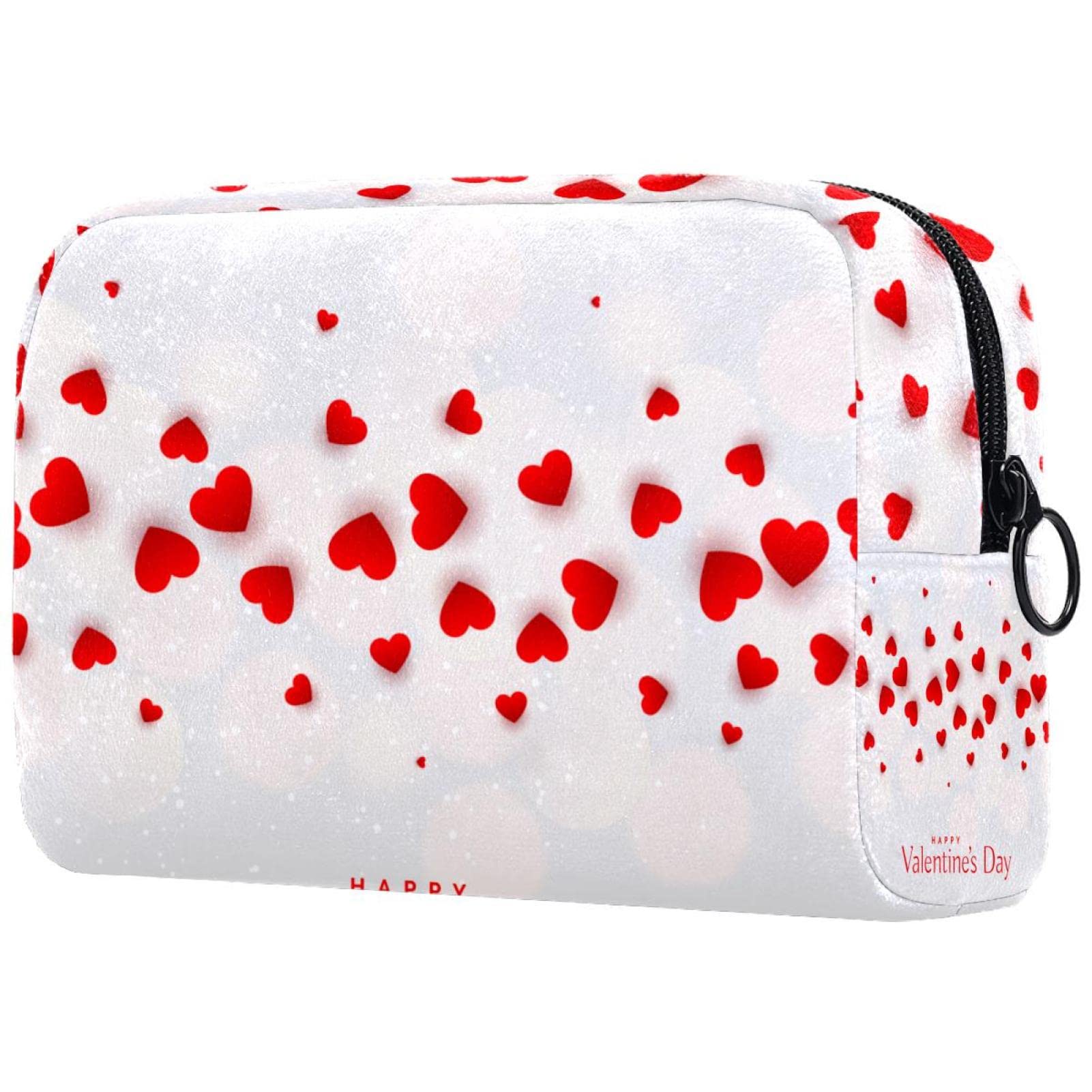 Portable Travel Makeup Bag with Zipper - Small Cosmetic Pouch with Flying Hearts Design, Toiletry Organizer for Women | Perfect for Airplane Carry-on, Gym & Weekend Getaways