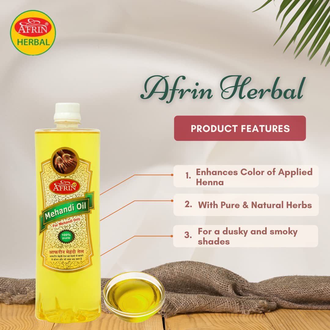 AFRIN Mehandi Oil for Henna Cones - 200ml | Natural Hair & Skin Care | Perfect for Bridal Mehndi, Festivals & DIY Body Art