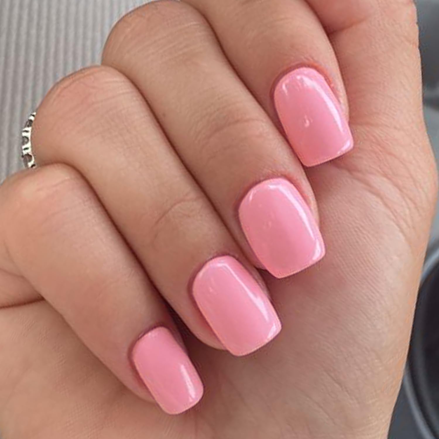 Glamermaid Extra Short Squoval Press on Nails - 24Pcs Light Pink Glossy Fake Nails with UV Finish | Reusable Acrylic False Nails Kit for Women | Perfect for Spring Summer Manicures, Weddings & Special Occasions