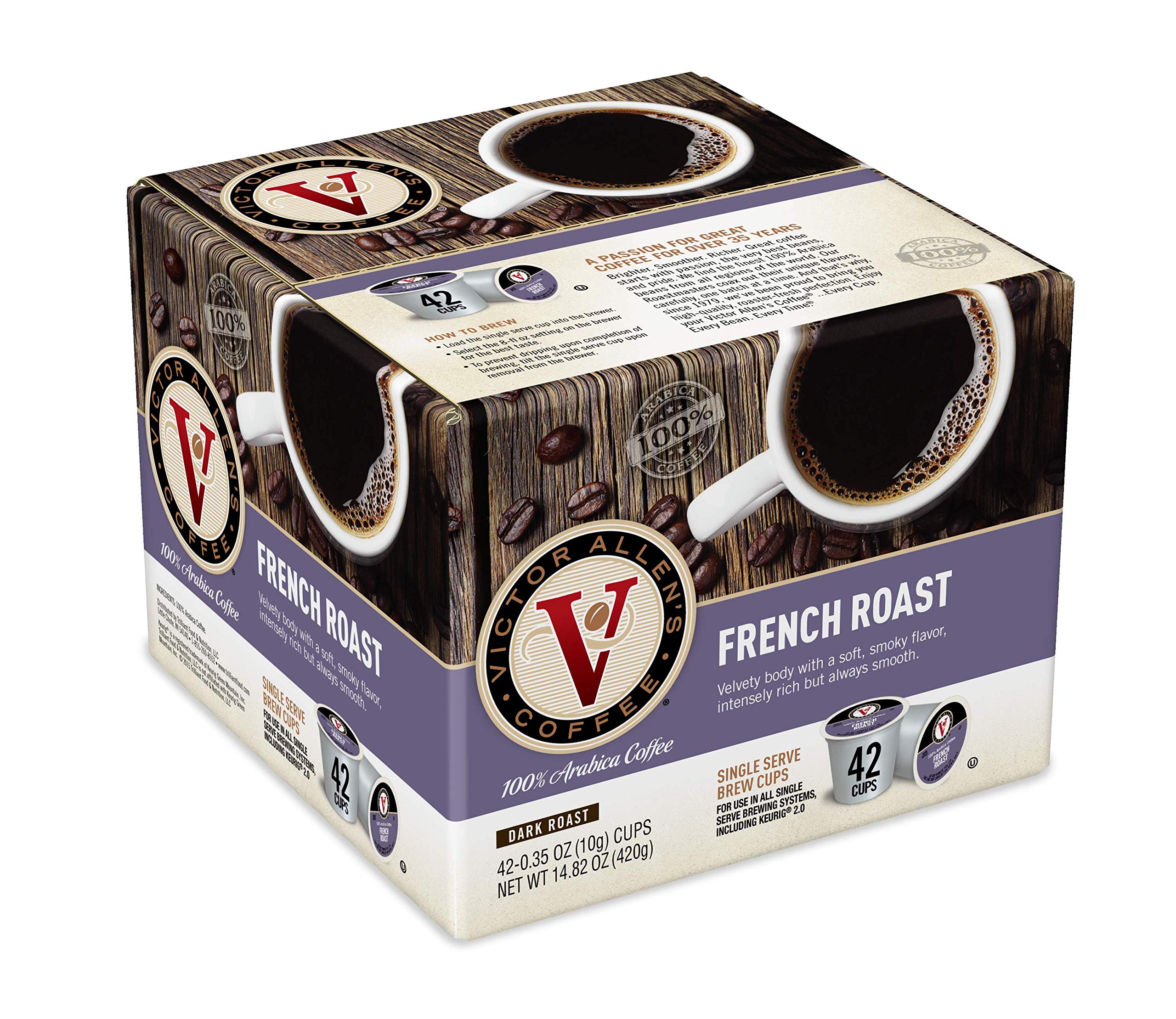 Victor Allen's Italian & French Roast Dark Roast Coffee Pods for Keurig K-Cup Brewers - 42 Count - Bold & Rich Flavor for Morning Energy or Office Break