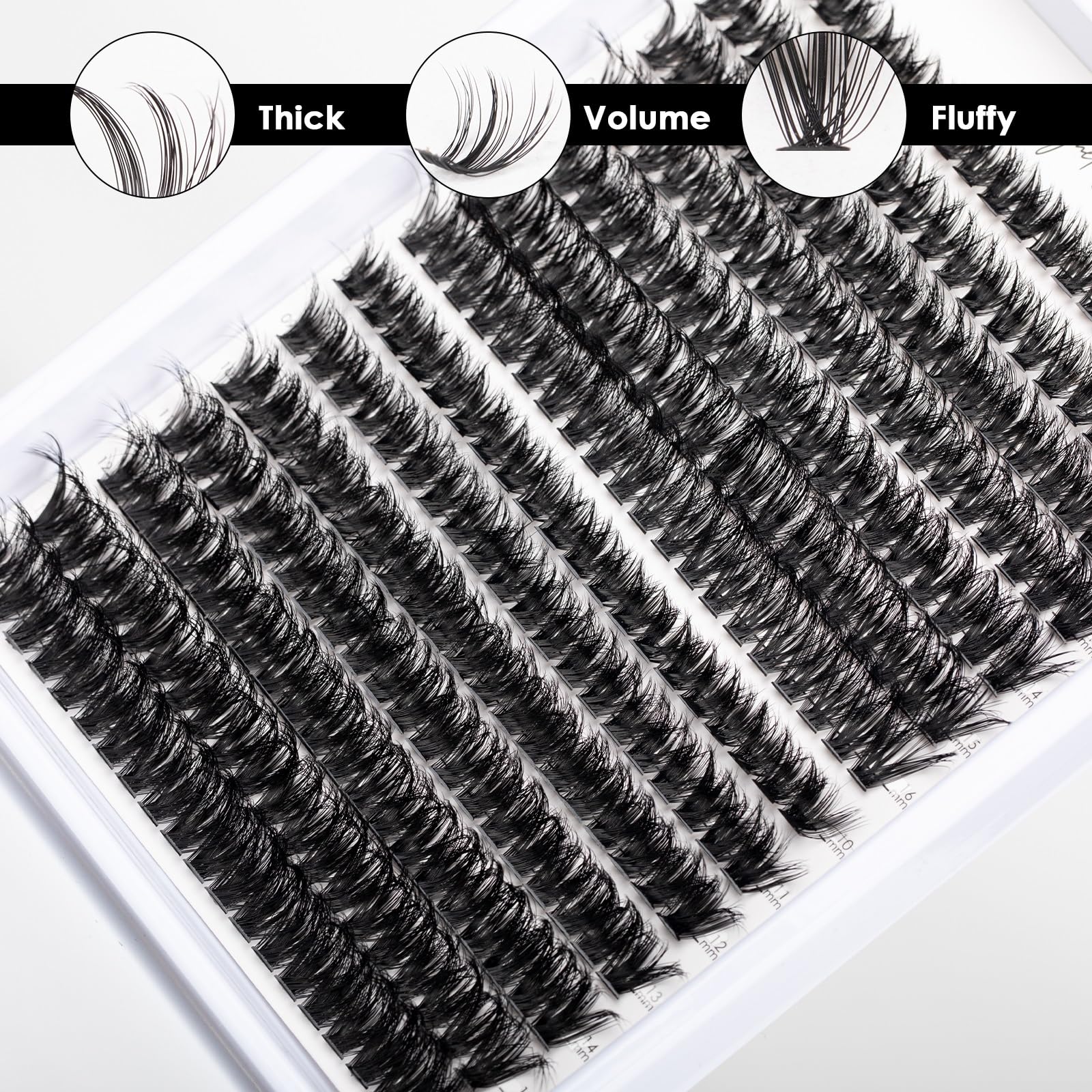 280pcs DIY Eyelash Extensions - 60D & 80D Thick Volume Lashes, D Curl 10-16mm Mixed Length, Faux Mink Wispy Cluster Lashes for Natural & Dramatic Look - Perfect for Parties, Weddings & Everyday Glam