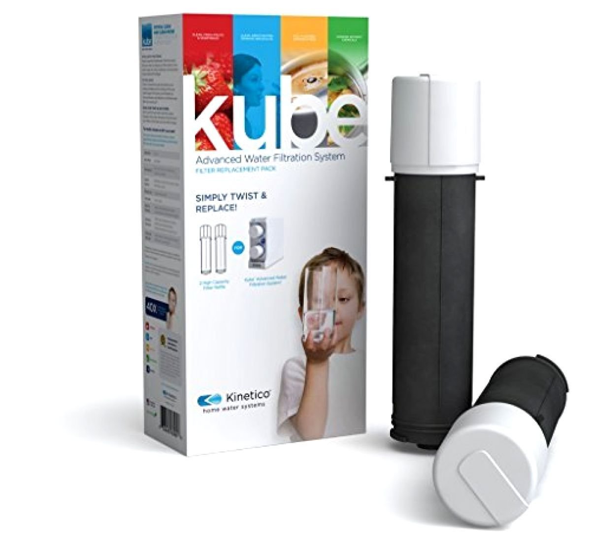 Kube Replacement Faucet Tap Water Filter Cartridges - 2 Pack Under Sink Water Filtration System | Perfect for Kitchen Sink, RV & Camping Clean Drinking Water | GHDTA9732366093