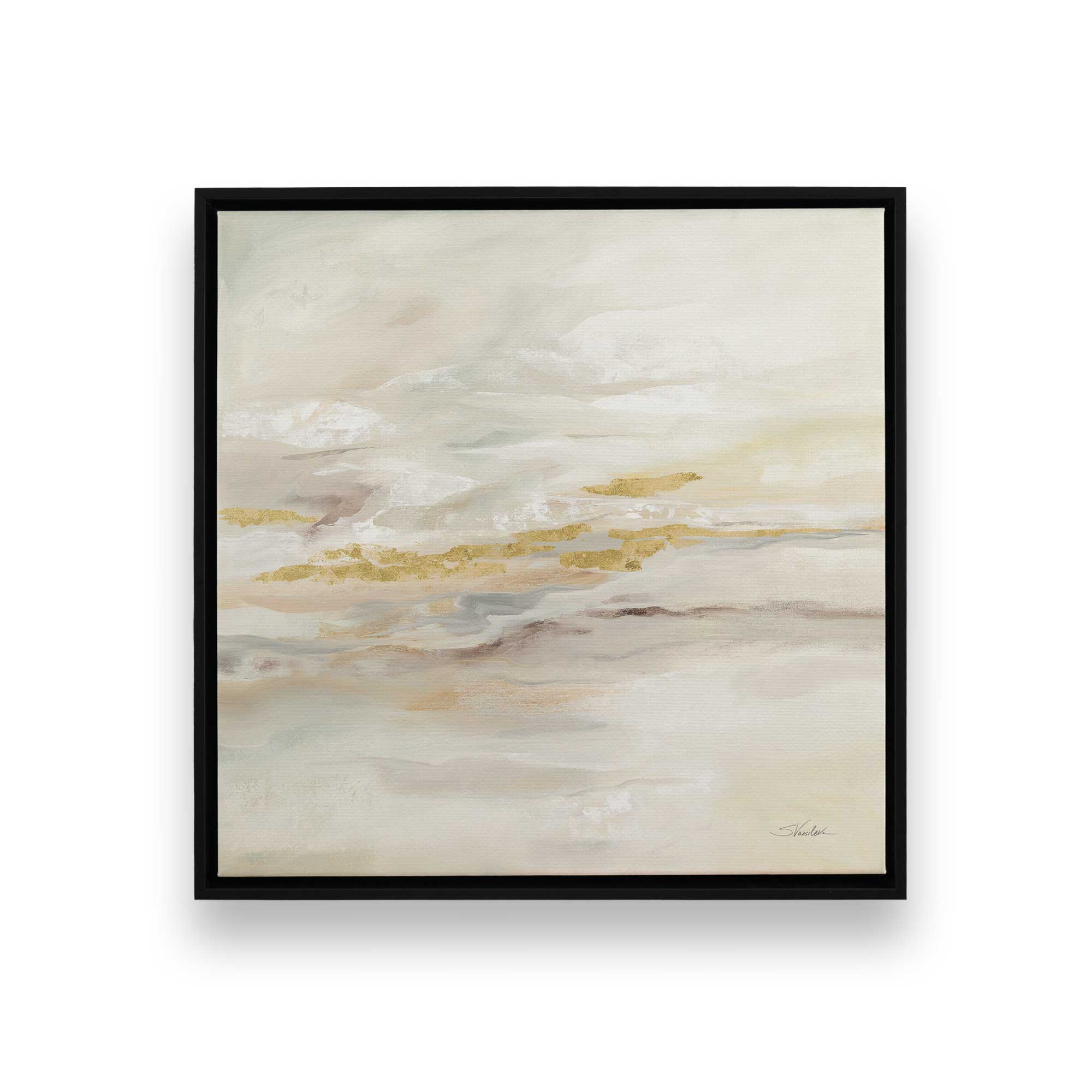 Golden Drift Reflections Canvas Wall Art Print - Modern Abstract Painting for Living Room, Bedroom & Office Decor