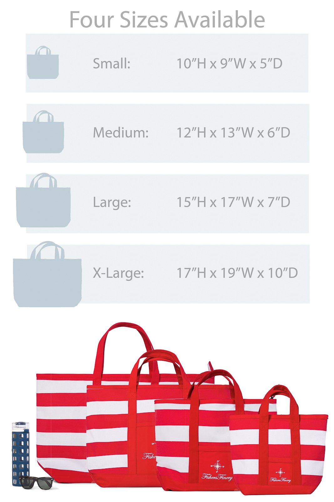 Fishers Finery Heavy Duty Zippered Beach Bag - Large Waterproof Travel Tote & Weekender Bag for Women (Red) | Perfect for Vacation, Gym, Shopping & Weekend Getaways