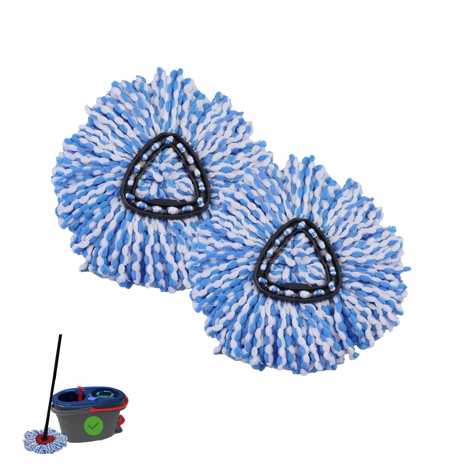 2 Pack Microfiber Mop Head Replacement for O Cedar 2 Tank Spin Mop System - 360 Degree Rotating Refill for Hardwood & Tile Floors - Easy to Use for Kitchen, Bathroom & Household Cleaning