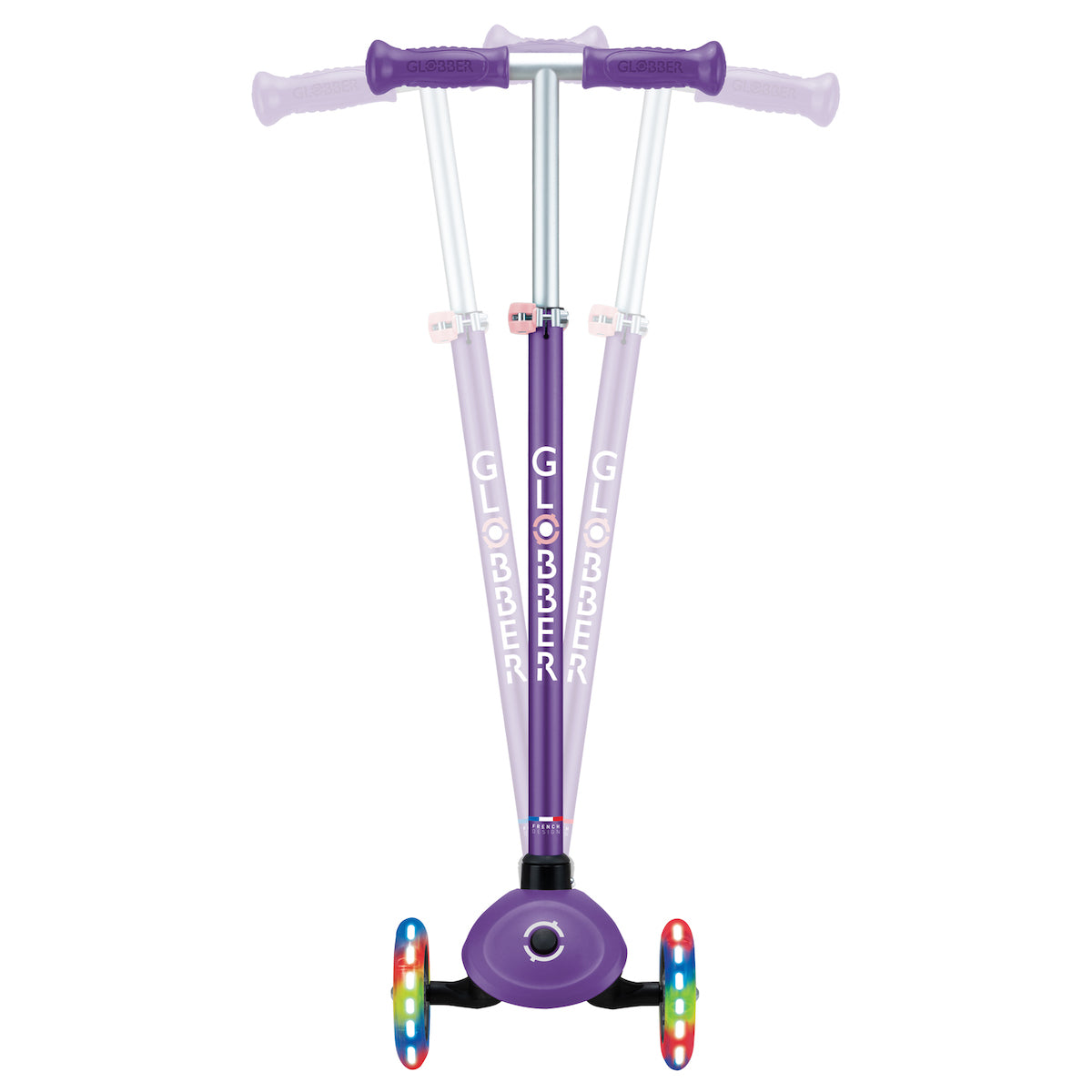 Globber 3 Wheel Primo Plus Light Up Scooter for Kids - LED Light Up Wheels, Adjustable Handlebar, Foldable Design - Perfect for Outdoor Play, Commuting & Neighborhood Rides