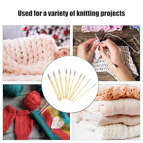 10Pcs Tunisian Crochet Hook Set with Interchangeable Bamboo Needles - Afghan Knitting & Weaving Tools for Handicraft Lovers - Perfect for Crochet Blankets, Scarves and DIY Home Decor Projects