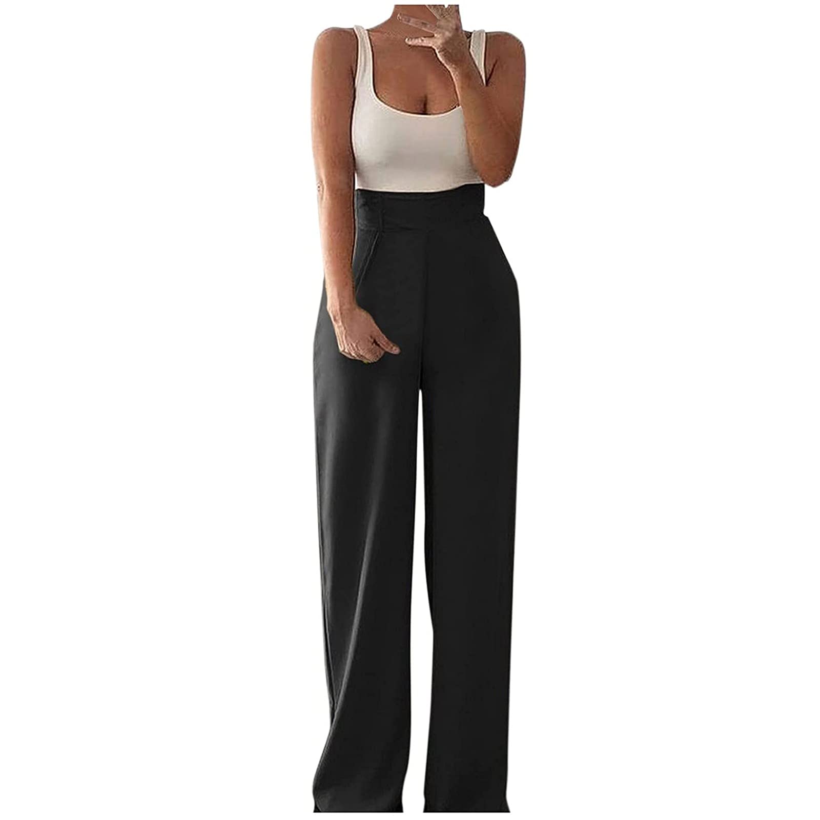 PEGONE Women's Casual Loose Long Overalls - Wide Leg Jumpsuit for Club Wear, Party & Everyday Outfits | Comfortable Straight Leg Romper for Women's Fashion