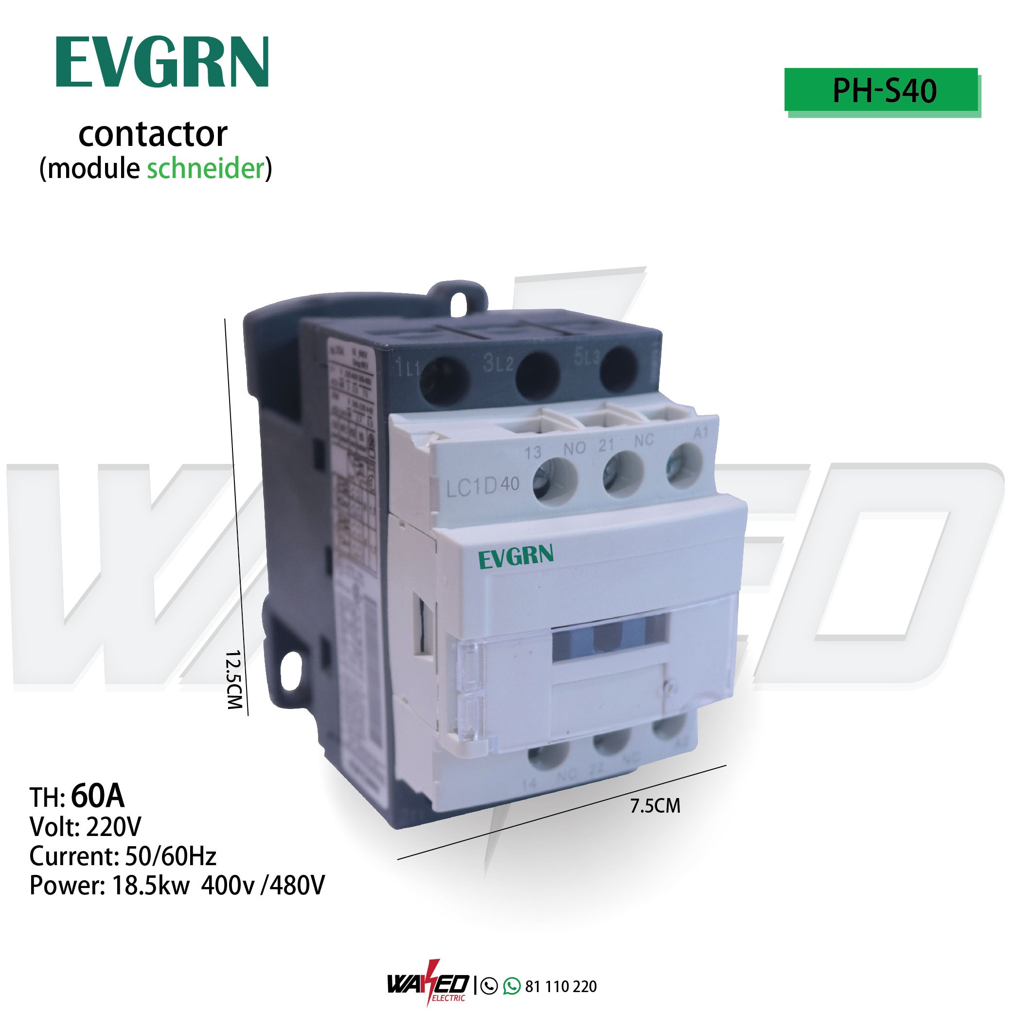 D40/60A EVGRN Contactor - High Current Electrical Relay for EV Charging Stations, Solar Panels, and Industrial Automation