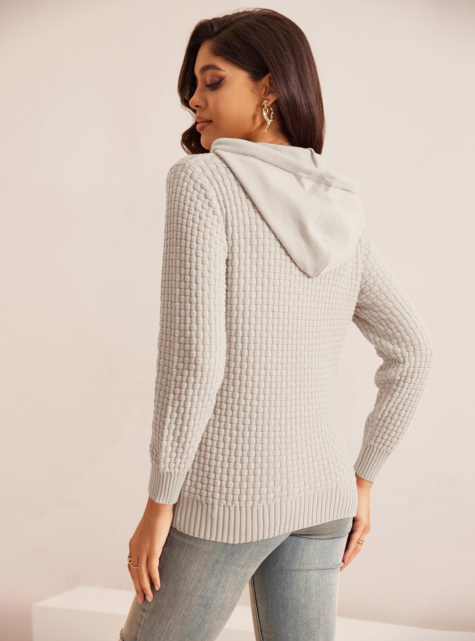 Zaitun Women's Slim Fit Long Sleeve Hoodie - Fashion Waffle Knit Pullover Sweatshirt with Drawstring for Casual Wear | Perfect for Fall, Winter & Outdoor Activities