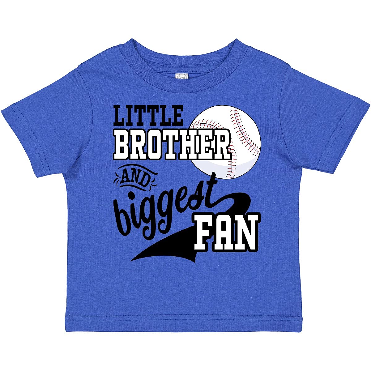 Inktastic Little Brother & Biggest Fan Baseball Toddler T-Shirt - Cute Sibling Matching Outfit for Game Day & Family Photos