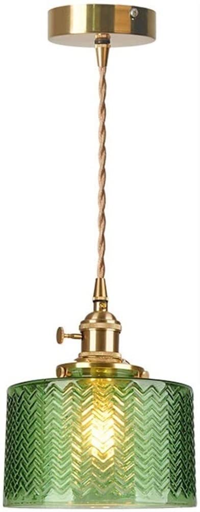 Vintage Industrial Gold Copper Pendant Light with Green Glass Shade - E27 Chandelier Socket - Art Deco Ceiling Hanging Lamp for Restaurants, Coffee Bars & Kitchens - Perfect for Loft, Cafe and Industrial Style Home Decor