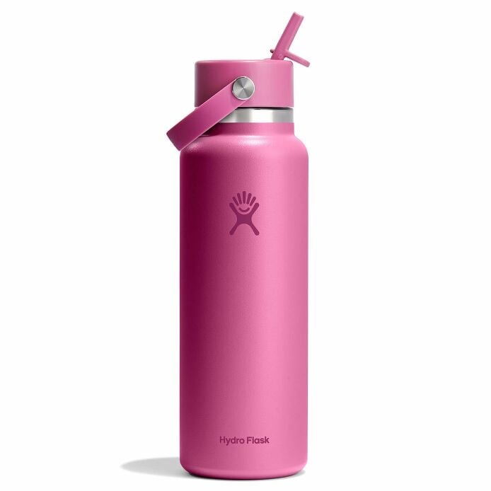 40 oz Wide Mouth Water Bottle with Flex Straw Cap - Insulated Stainless Steel, Leak Proof, for Gym, Hiking & Outdoor Activities