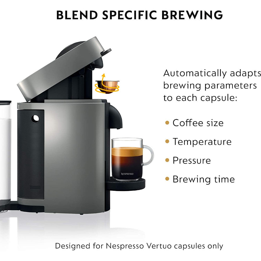 Nespresso Vertuo Plus Coffee and Espresso Maker with Aeroccino Milk Frother - Factory Serviced & Home Essentials Warranty (ENV150GY) - Perfect for Home Baristas and Office Coffee Breaks
