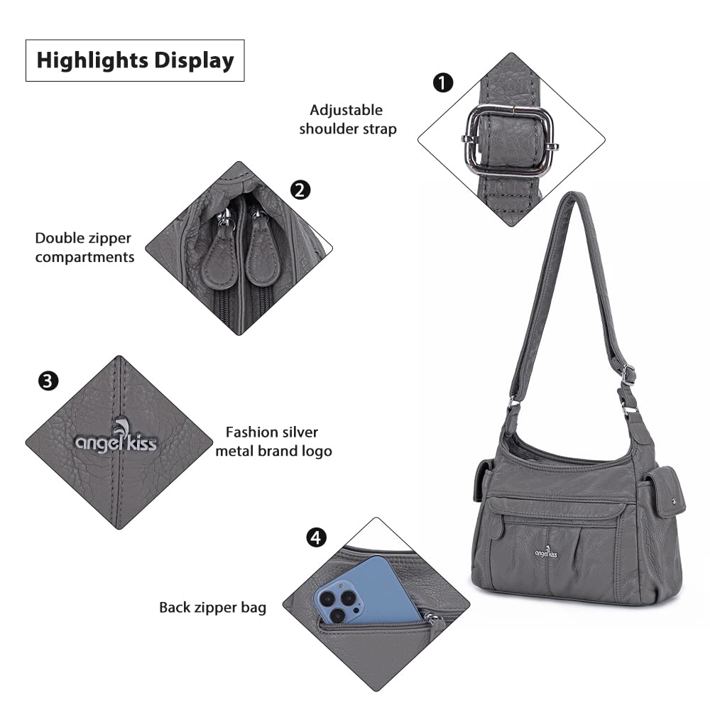 Angelkiss Women's Faux Leather Crossbody Bag - Stylish Shoulder Purse for Daily Use